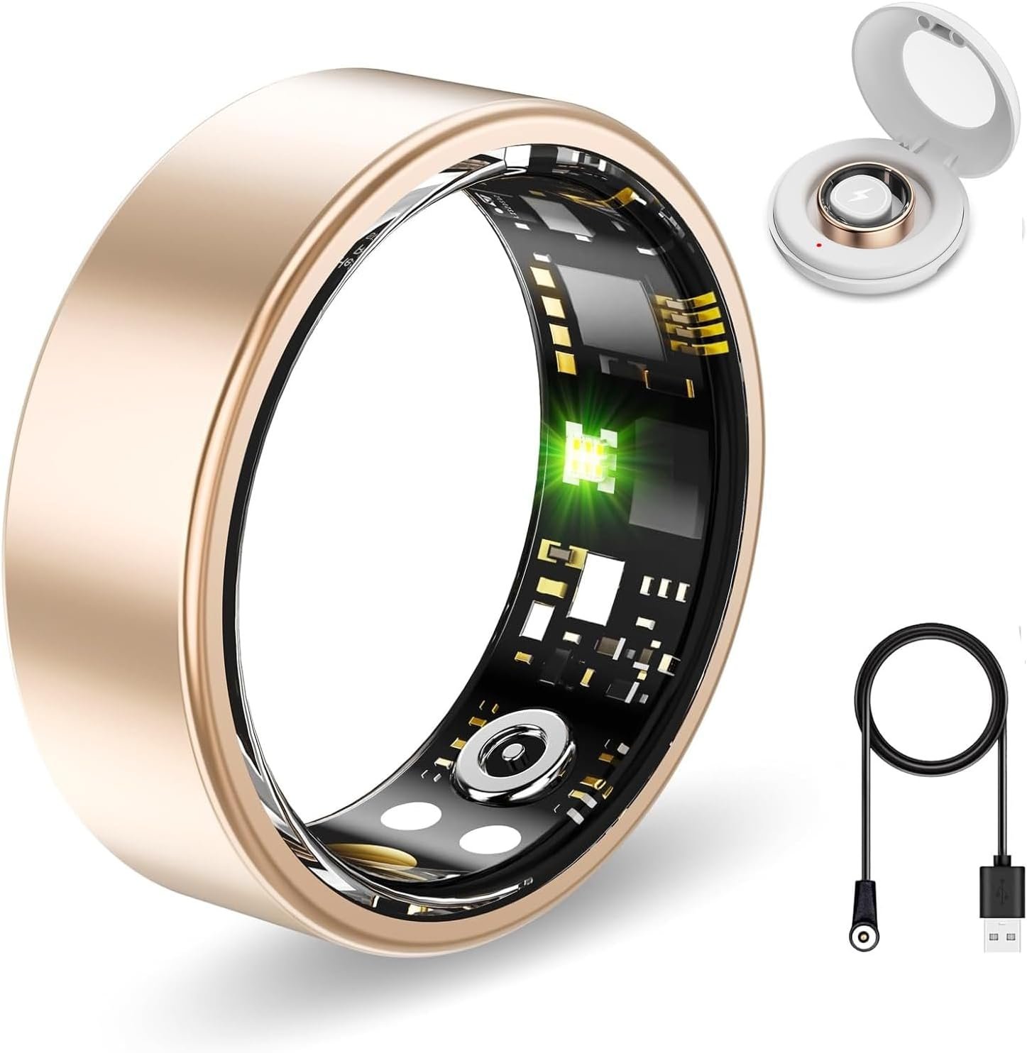 Smart Ring Health Tracker, Sleep&Exercise Monitor Heart Rate,Blood Oxygen,Fitness Trackers for Man&Women -Long Lasting Batteries,Waterproof Sleep Tracking Wearable (Rose Gold, 8)