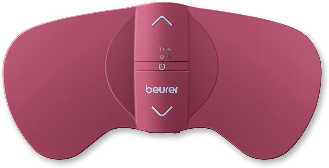 Beurer EM50 TENS Unit and Heating Pad – Portable Period Cramps Pain Relief, Rechargeable, Auto Shut-Off, 15 TENS Levels, Fast Heating, for Drug-Free Menstrual or Lower Back Pain Relief