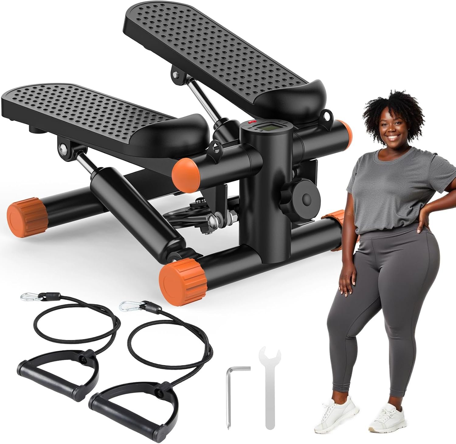 OLIXIS Stepper Machine with Resistance Bands – Mini Stair Stepper for Home Exercise, Portable Weight Loss & Full Body Workout Equipment