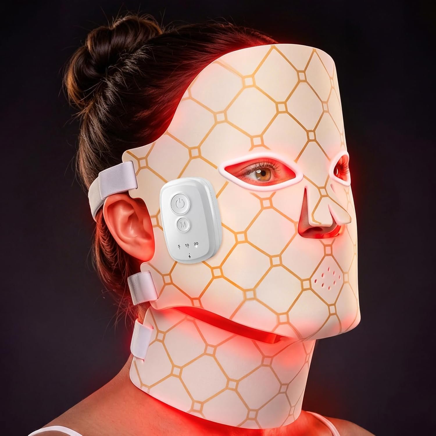 2026 Patented Red Light Therapy for Face and Neck, Cordless & Rechargeable LED Face Mask Light Therapy with Neck Masks, Dual NIR, 416 LEDs, 4 Modes, 16 Level, Skincare Gifts for Women Mom Wife