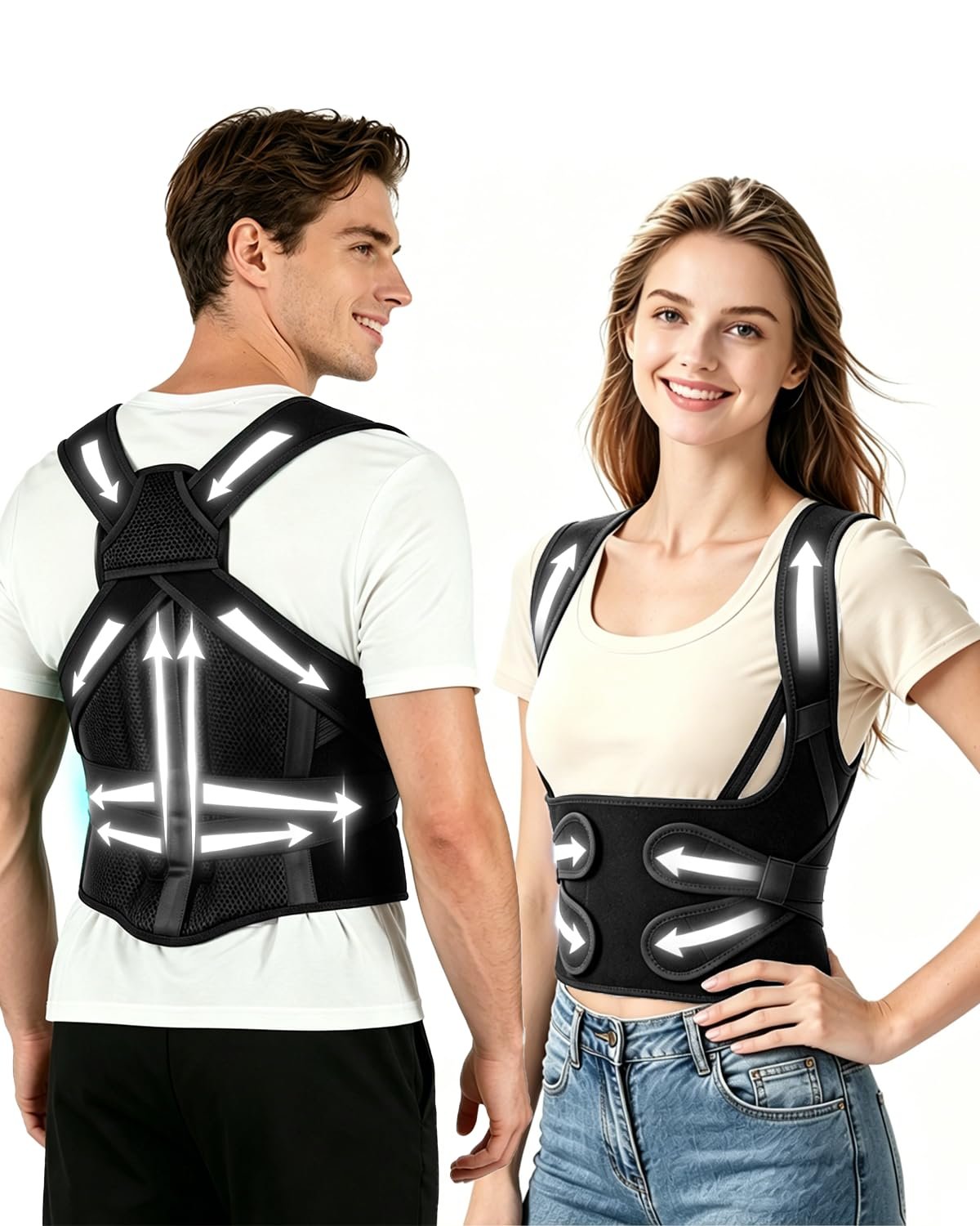 Posture Corrector for Women & Men, Upgraded Dynamic Traction Correction System – Helps Reduce Upper & Lower Back Pain, Suitable for Scoliosis, Hunchback & Thoracic Spine Issues, Relieves Muscle Tension & Fatigue Caused by Poor Posture, Keeping You More Active & Confident in Daily Life (Medium)