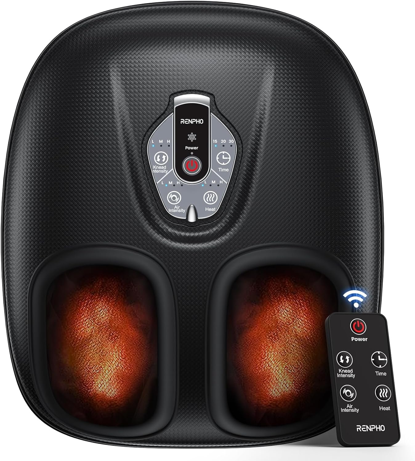 RENPHO Foot Massager Machine with Heat [2026 Upgraded], Fathers Day Dad Gifts for Men Husband, FSA Eligible HSA Shiatsu Foot Massager for Plantar Fasciitis, Cordless Control, Gifts for Women, Black
