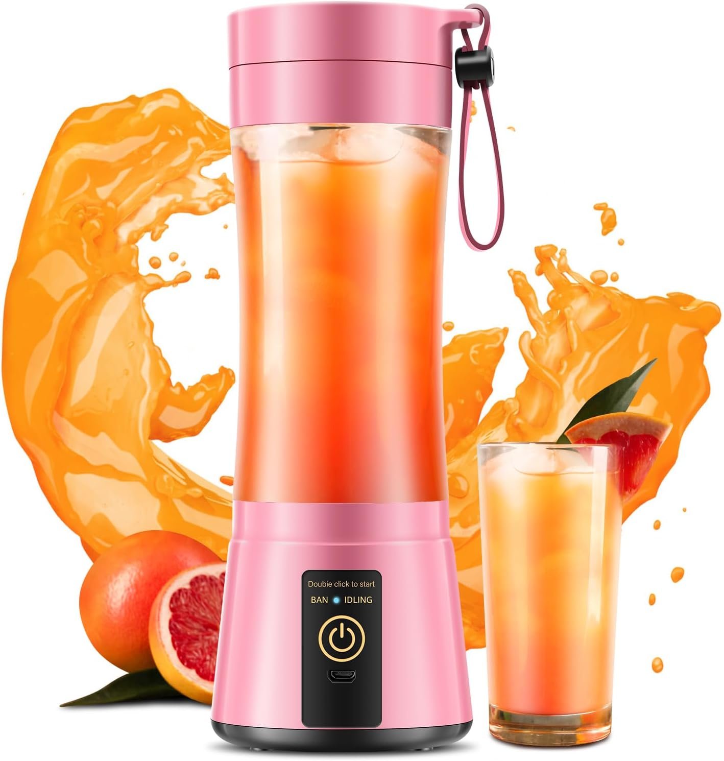 12 Oz Cordless Portable Personal Size Blender – Mini Blender Make Smoothies and Shakes, Cordless Lightweight Rechargeable, Freshly Squeezed in Picnic/Sports/Home