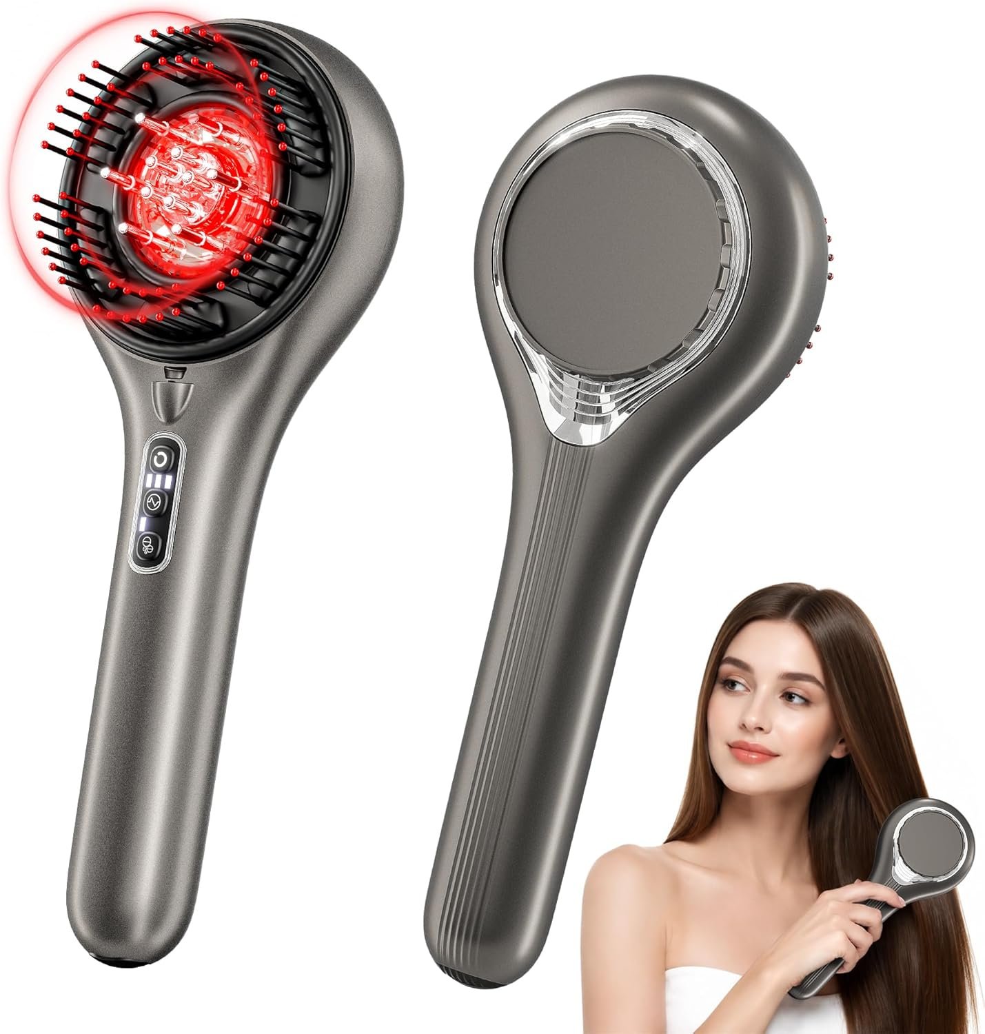 4-in-1 Hair Scalp Massager, Hair Growth Hair Oil Applicato, Additional microcurrent + Negative ions, IPX7 Waterproof Design, Portable, or Men & Women Home & Travel