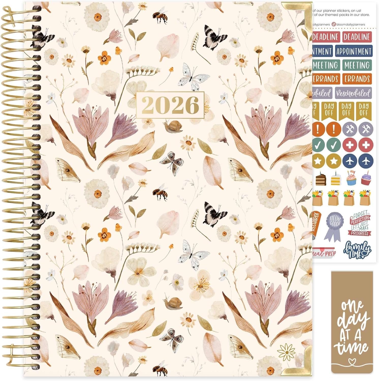 bloom daily planners HARDCOVER 2026 Planner (January to December) – 8.5” x 11” Weekly & Monthly Dated Agenda Organizer Book with Stickers & Tabs – Butterfly Garden