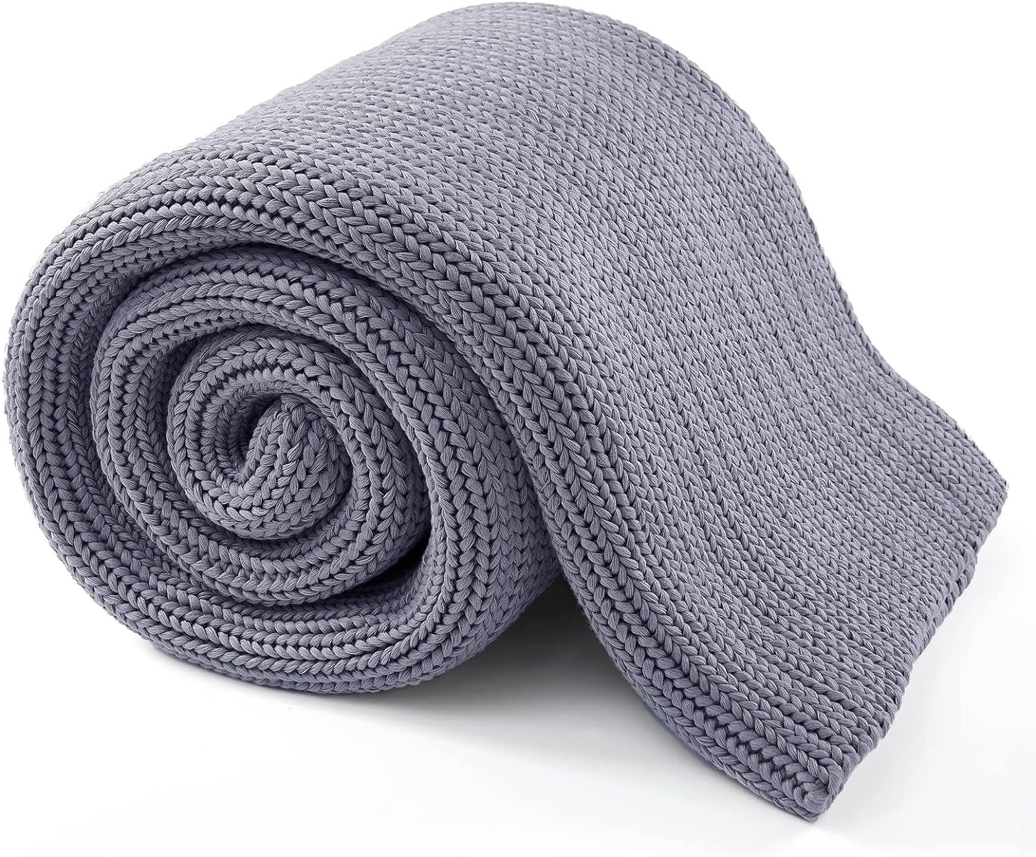 Guohaoi Knitted Weighted Blanket for Adults (Light Grey 60″x80″ 15lbs) No Beads Cooling Throw Blanket for Hot Sleepers, Home Decor Breathable Chunky Knit Heavy Blanket Use on Queen/King Size Bed