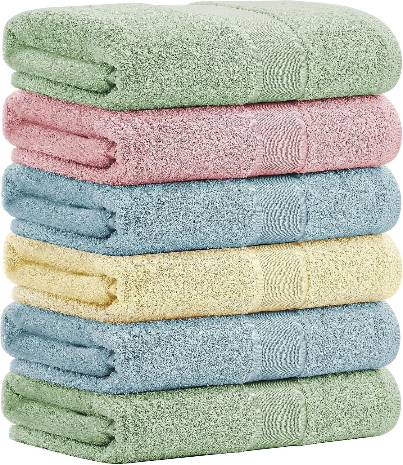 Aibaser Viscose from Bamboo and Cotton Bath Towels Set of 6-27×54 Inch Ultra Soft, Highly Absorbent Large Shower Towels for Bathroom, Spa & Gym