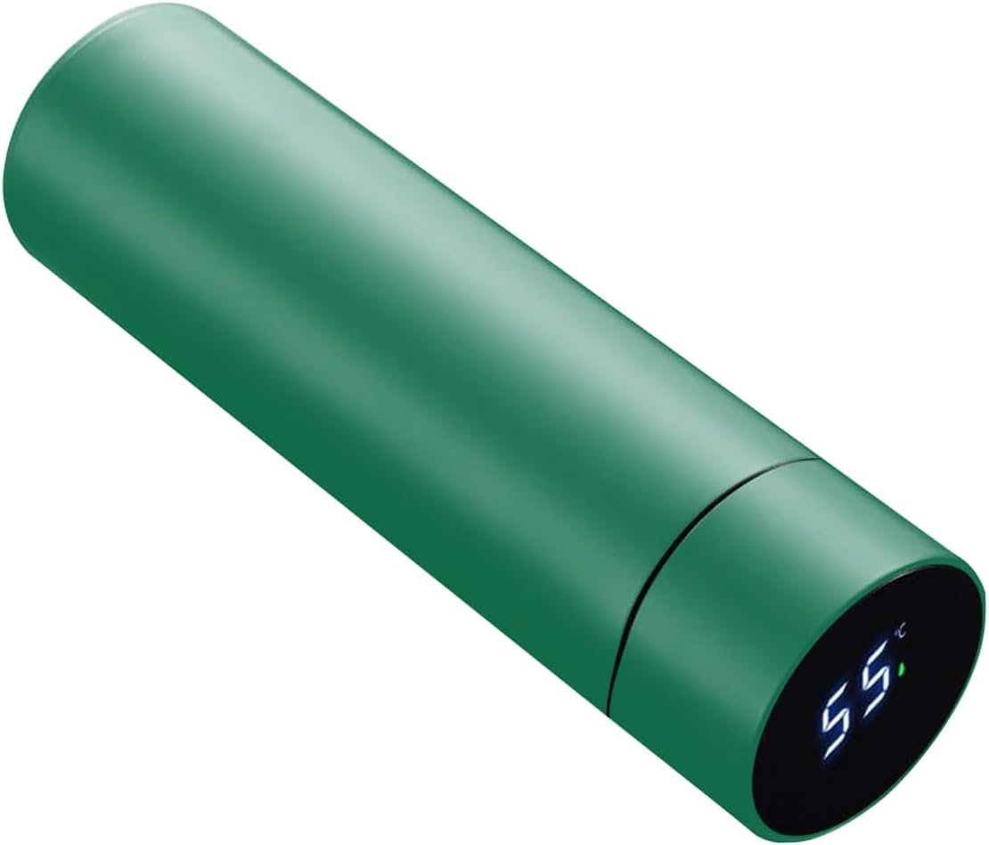 Smart Water Bottle Stainless Steel Vacuum Flask,Travel Mug with Smart LCD Touch Screen, Keep Hot Or Cold, Car Portable Travel Tea Coffee Vacuum Thermo Cup,Insulated Water Bottle (Green)