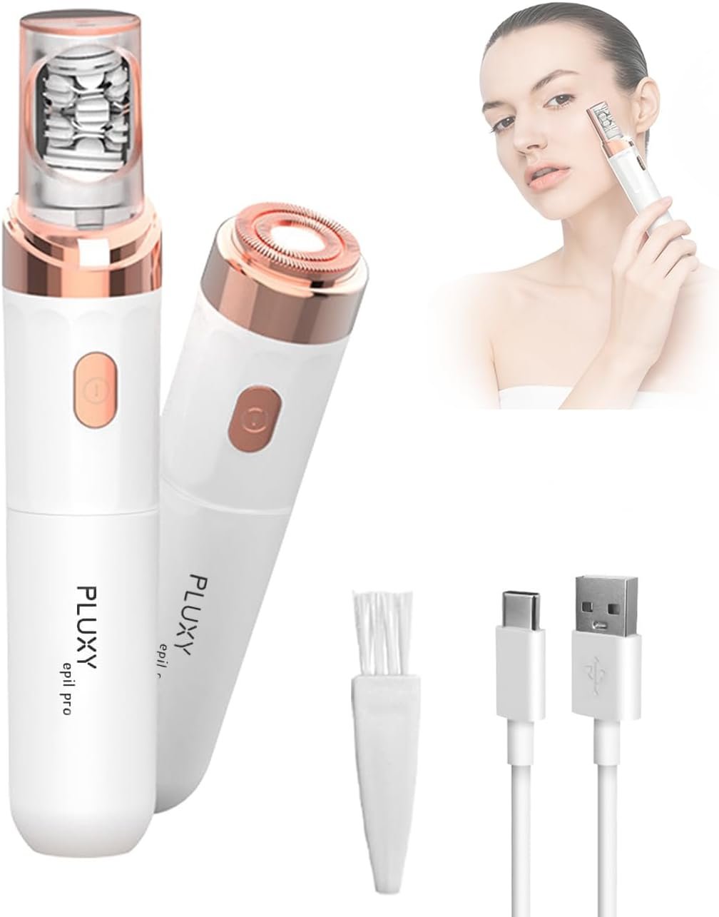 3.0 Women Face Epilator, 2-in-1 Epilator & Trimmer, Cordless Rechargeable Hair Removal for Upper Lip, Chin, Bikini & Legs, Wet & Dry Use Portable with Smooth Skin Kit