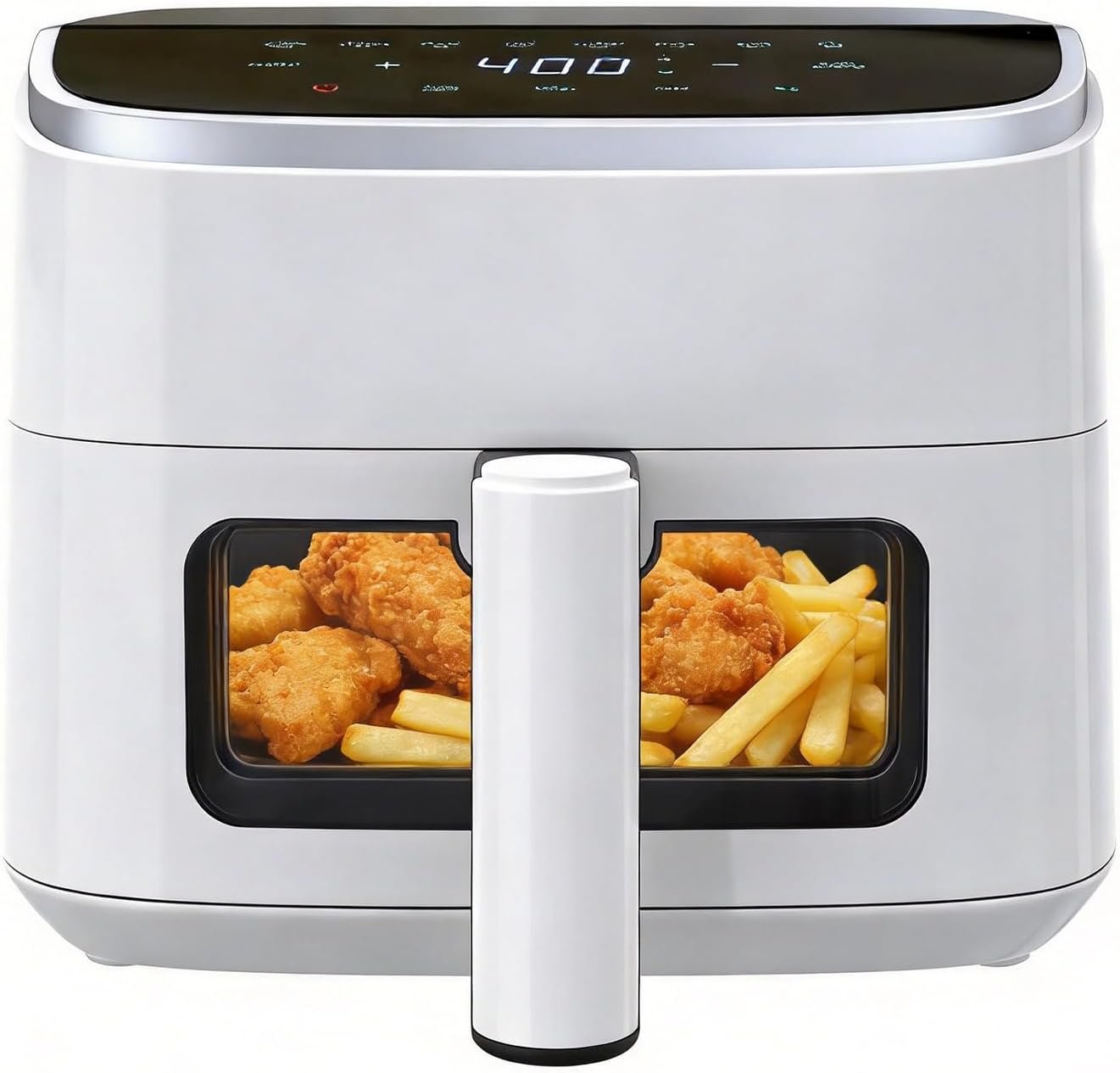 NEWBULIG Air Fryer，4QT Small AirFryer with Easy View Window and Interior Light, Digital Touchscreen with 8 Presets for Custom Cooking, Nonstick and Dishwasher Safe Basket, White