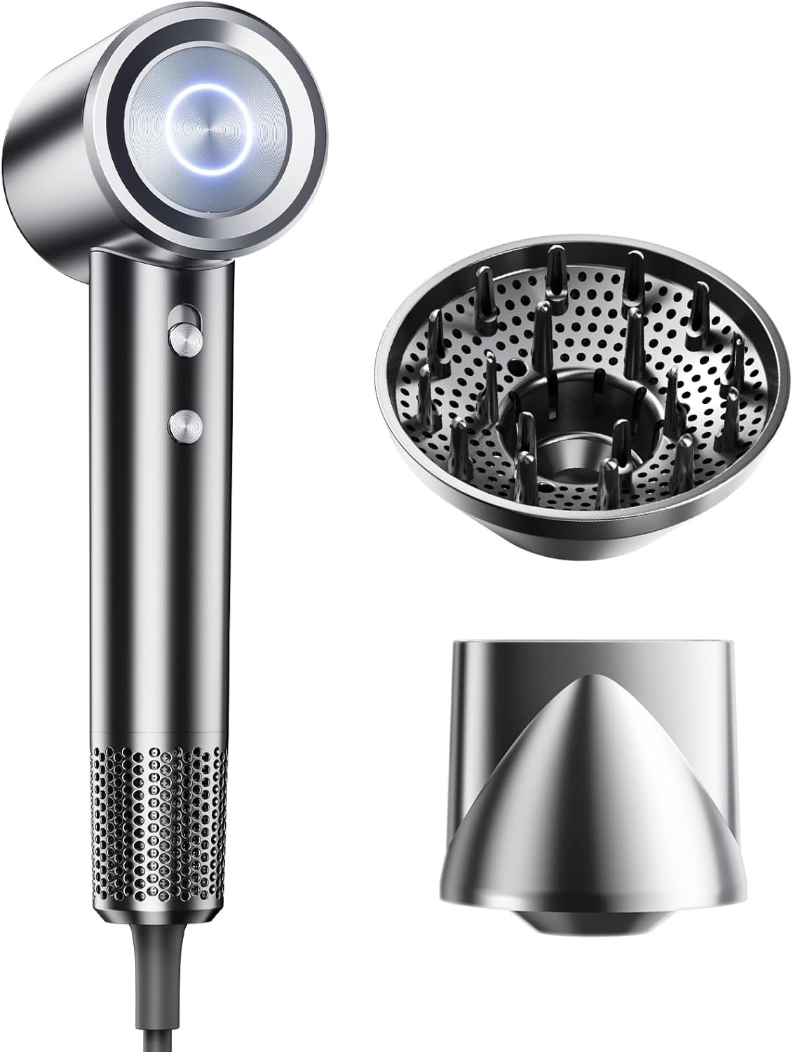 High Speed Hair Dryer, 160000RPM Fast Drying Blow Dryer, Negative Ions for Frizz-Free with Less Damage, Low Noise 2 Speeds & 4 Temps, Lightweight, with Diffuser & Concentrator Nozzle for Home & Travel