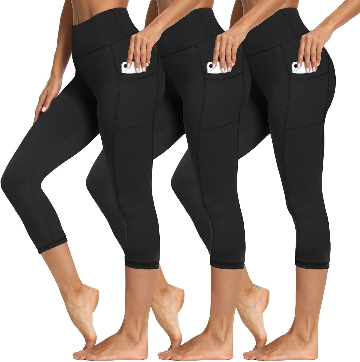 Syrinx 3 Packs Leggings with Pockets for Women, Soft High Waisted Tummy Control Workout Yoga Pants for Gym & Daily Wear