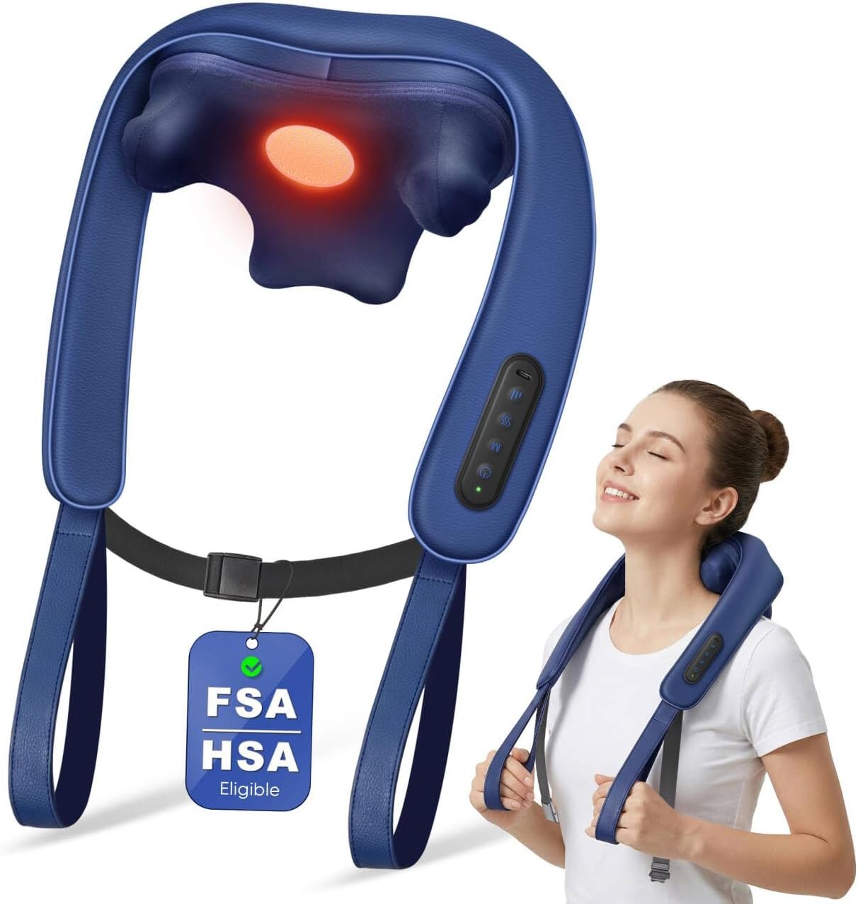 Neck Massager with Heat : Cordless Neck and Shoulder Massager for Pain Relief Deep Tissue – 3 Modes, 2 Intensity & 2 Heat, Daily Comfort for Desk Workers, At-Home Use, Women, Men