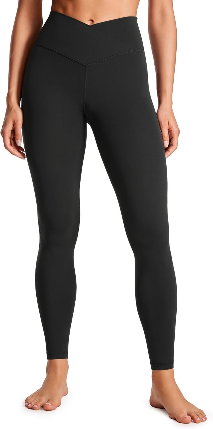 CRZ YOGA Butterluxe Crossover Waist Leggings 28″ – Criss Cross Full Length Workout Athletic Womens Yoga Pants