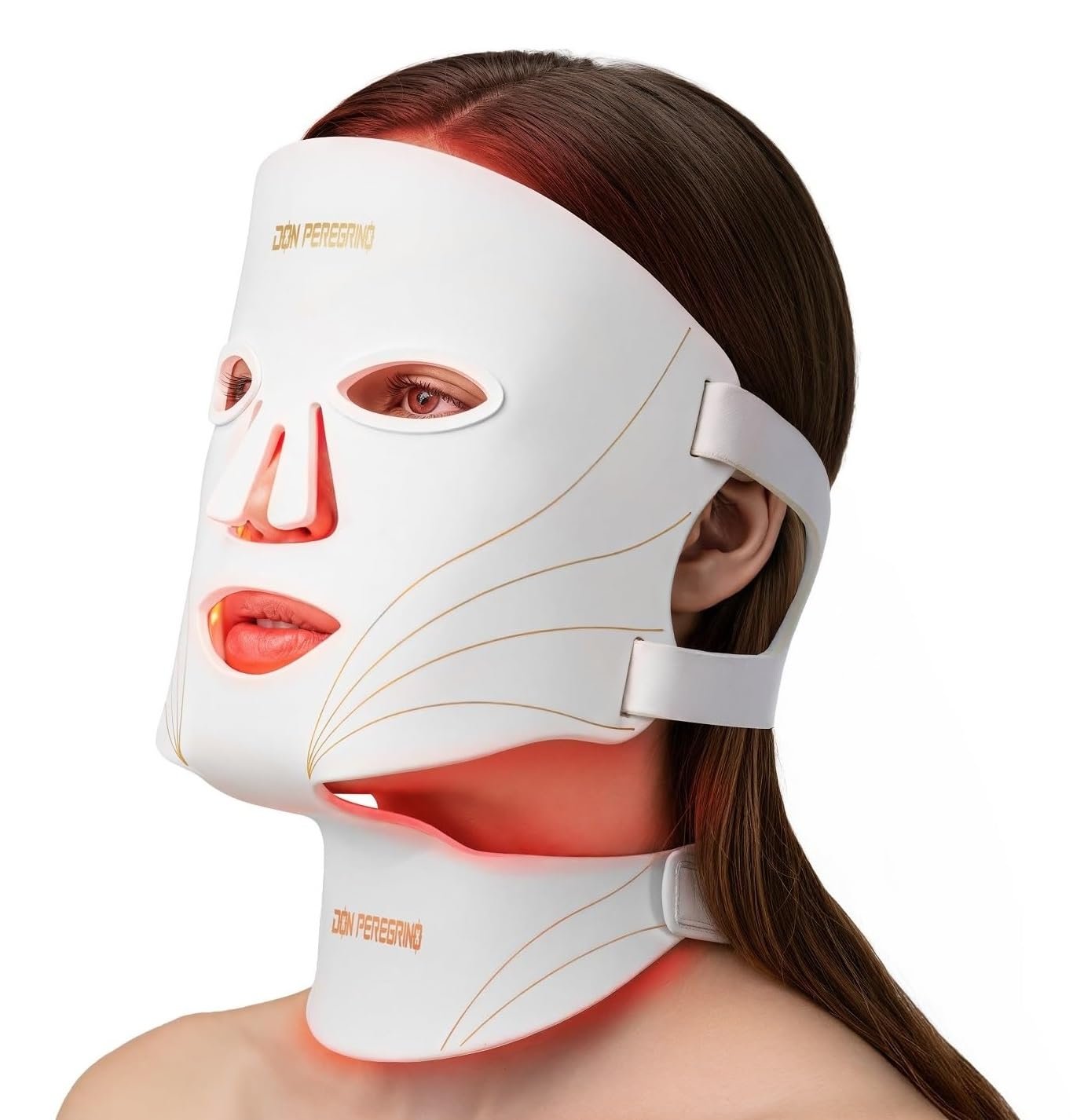 Red Light Therapy Mask for Face and Neck Full Coverage – Comfortable, Zero Irritation, Medical Grade Silicone, Auto-off Timer & Intensity Options, DON PEREGRINO LED Face Mask with Storage Bag