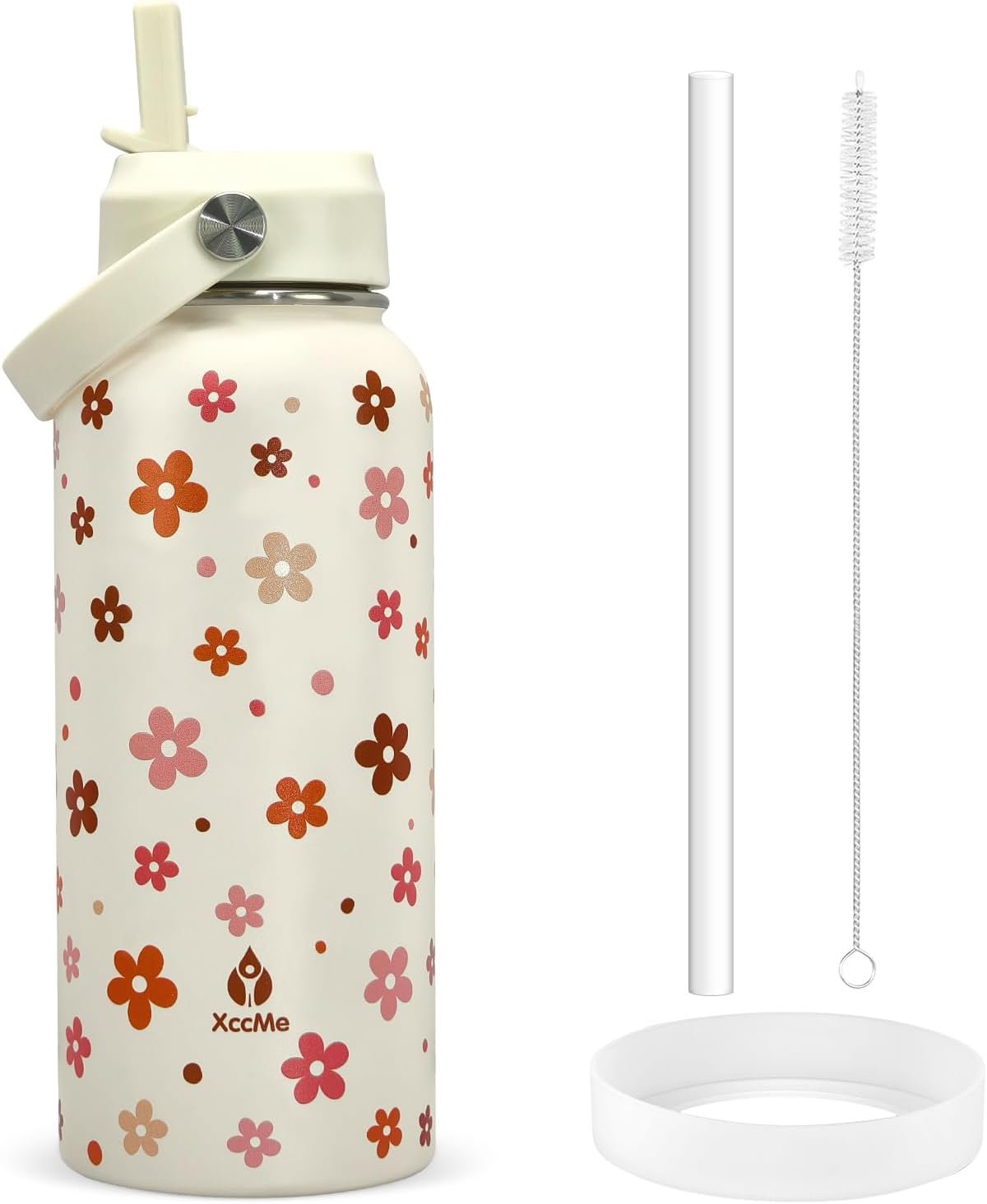 32oz Daisy Water Bottle with Lid,Insulated Water Bottle with Flip Straw and Handle,Daisy Gifts for Women Girls Teens Birthday Christmas,Flower Leak Proof Stianless Steel Water Bottle