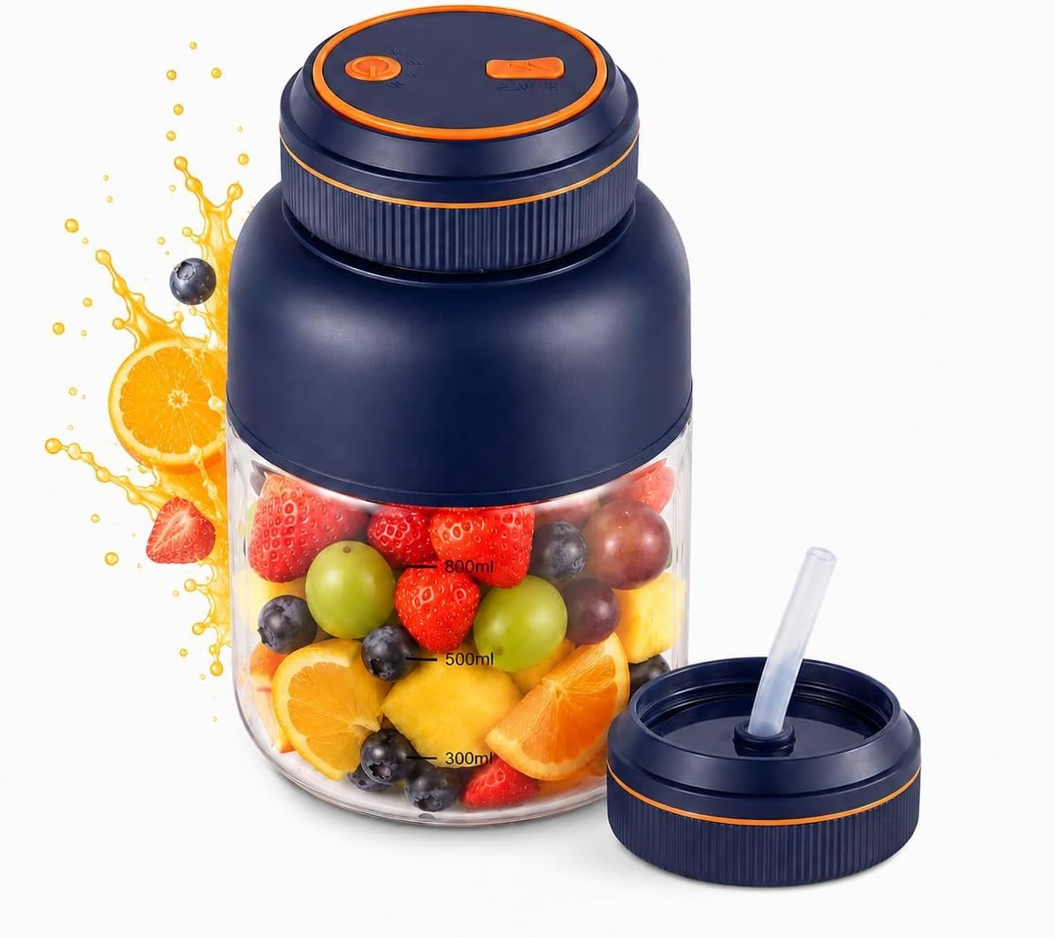 2026 New Portable Household Appliances Juicer, 44oz Personal Size Blender for Shakes and Smoothies, Dual Lid Compact Travel Drinking Cup with Leakproof Handle for Office Outdoor (Blue 27oz)