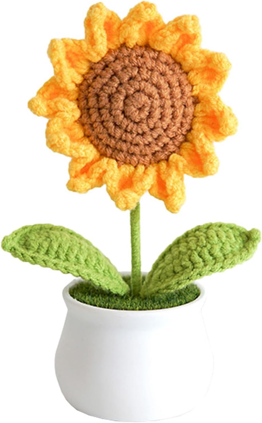Crochet Flowers Sunflower for Home Office Desk Decor, Funny Crochet Sunflower Gifts for Women Teacher Mom Birthday Gifts for Women Her Wife Coworker Friends