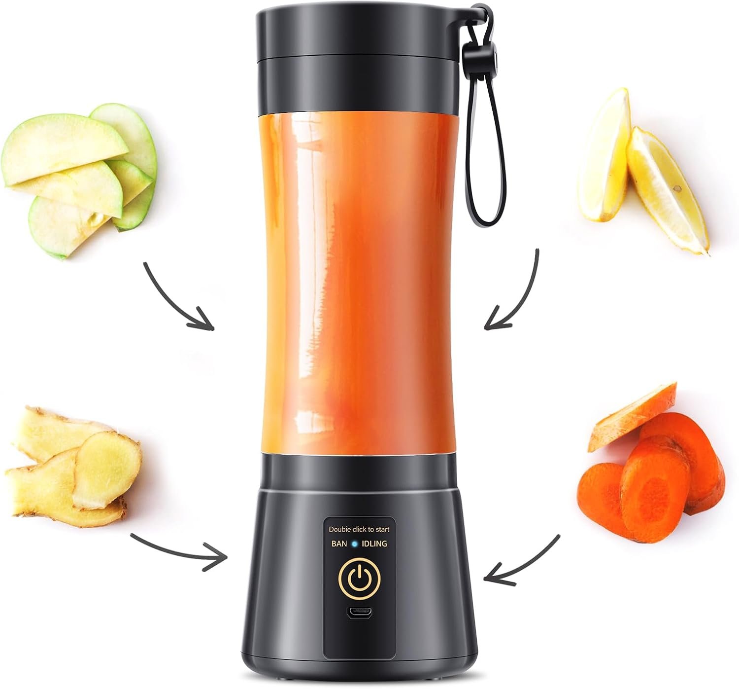 12 Oz Cordless Portable Personal Size Blender – Mini Blender Make Smoothies and Shakes, Cordless Lightweight Rechargeable, Freshly Squeezed in Picnic/Sports/Home