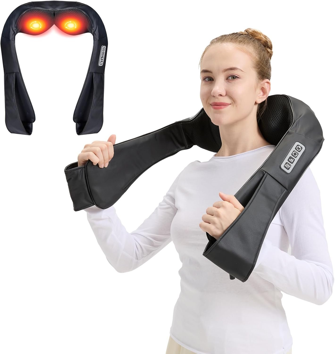 LAOBEN Neck and Shoulder Massager for Shoulder Massage and Neck Massage, Shiatsu Neck Massager with Heat, Shiatsu Back Massager for Office & Home Use, Birthday Gifts for Him Her (Parents/Friends)