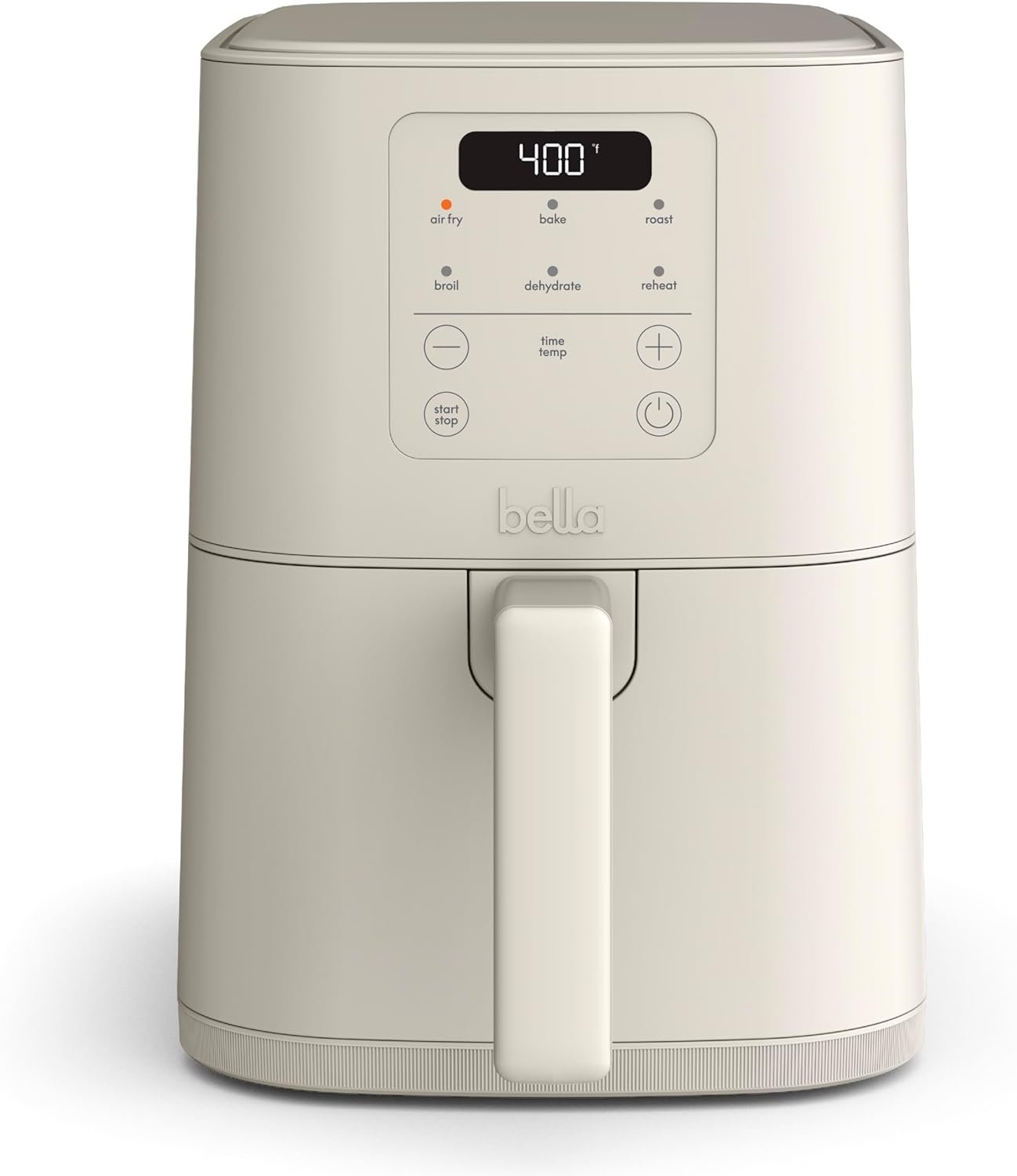 bella 4Qt Slim Air Fryer, Fits-anywhere™ Kitchenware, EverGood™ Ceramic Nonstick Coating, Adjustable Temperature, 6 Preset Cooking Options, 60 Min Auto Shutoff w Audible Tone, 3.3lb Capacity, Oatmilk