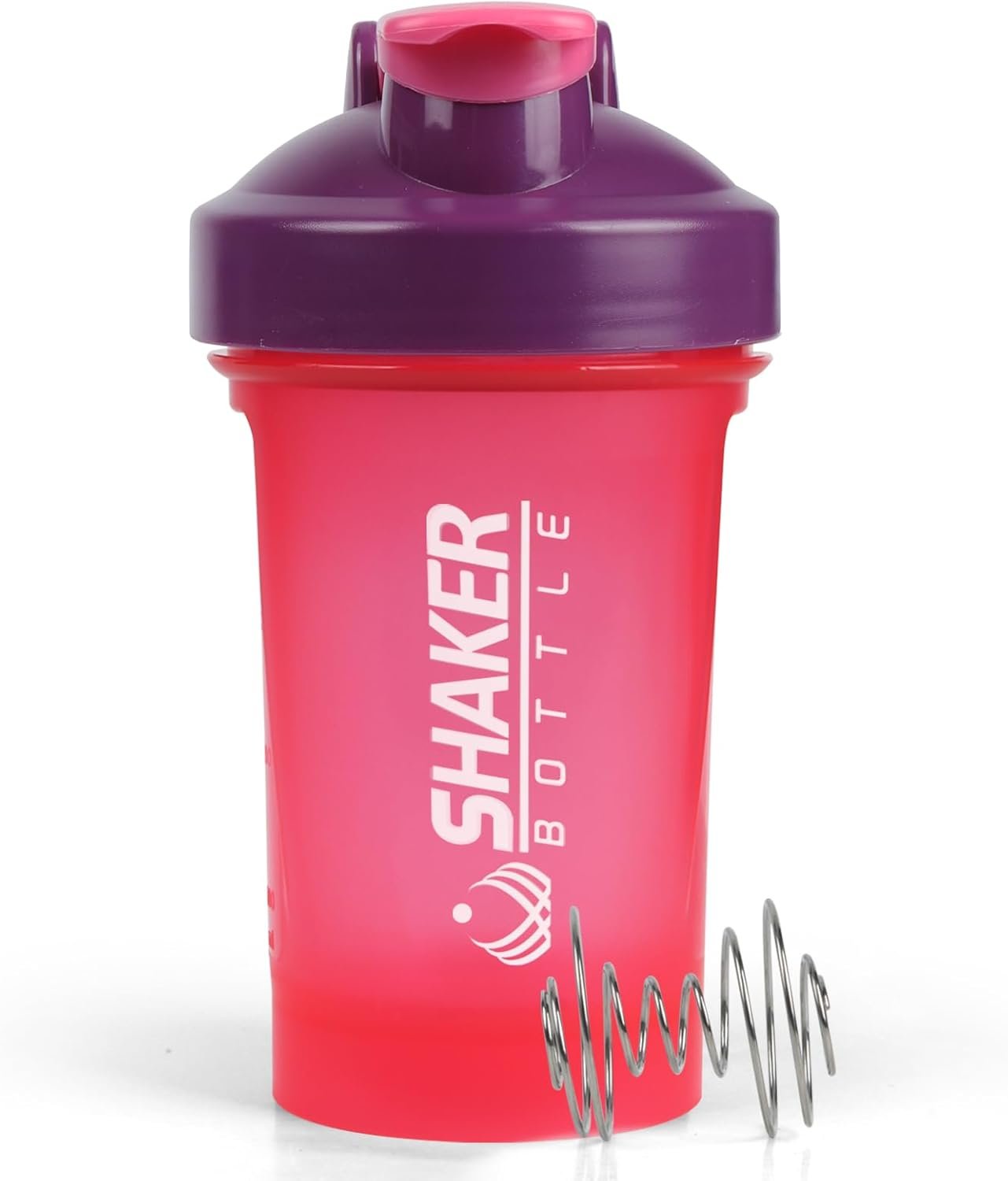 Shaker Bottle,400ml Small Protein Shaker Bottle with Mixing Ball, Portable 14oz GYM Shakes Cup for Workout,BPA free, 100% Leak Proof,Dishwasher Safe（Pink）