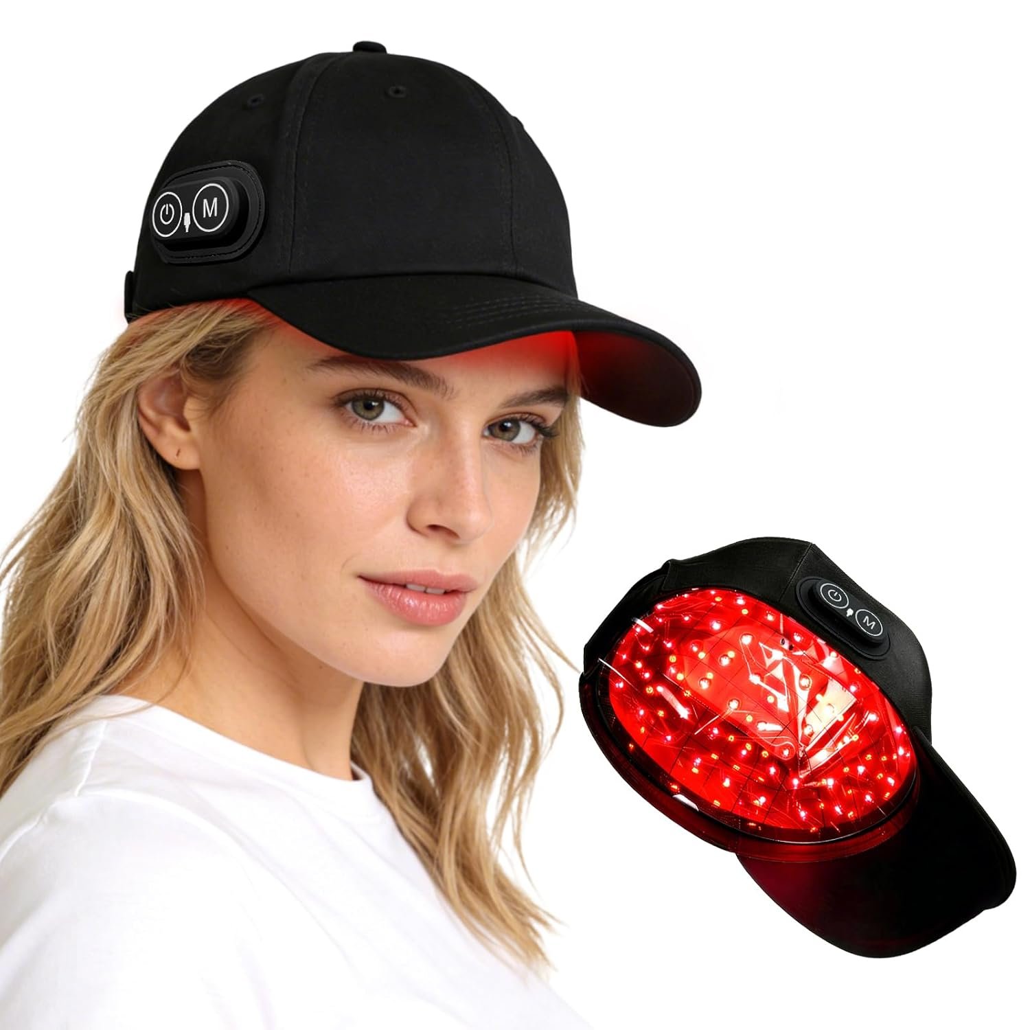 FDA Cleared Laser Cap for Hair Regrowth, Wireless Rechargeable Red Light Therapy for Hair Growth Alopecia Treatment for Men & Women