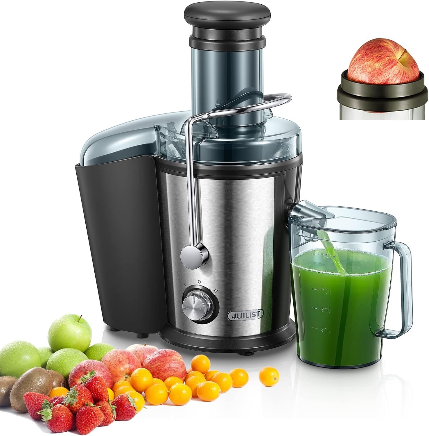 Juicer Machines Vegetable and Fruit, 800W Powerful Juilist Centrifugal Juicer Machines Easy to Clean with Brush, Dual Speeds Juice Extractor Machine with Large 3” Feed Chute & Anti-Drip