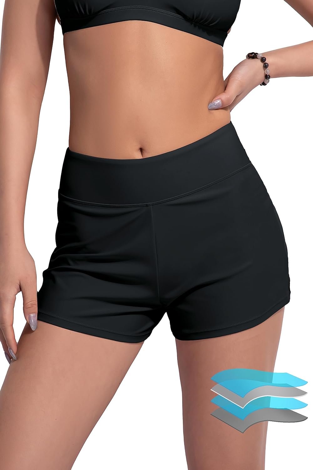 Beautikini Period Swimwear Menstrual Leakproof Swim Shorts Quick Dry 3″ High Waist Bathing Suit Bottoms for Teen Girls Women