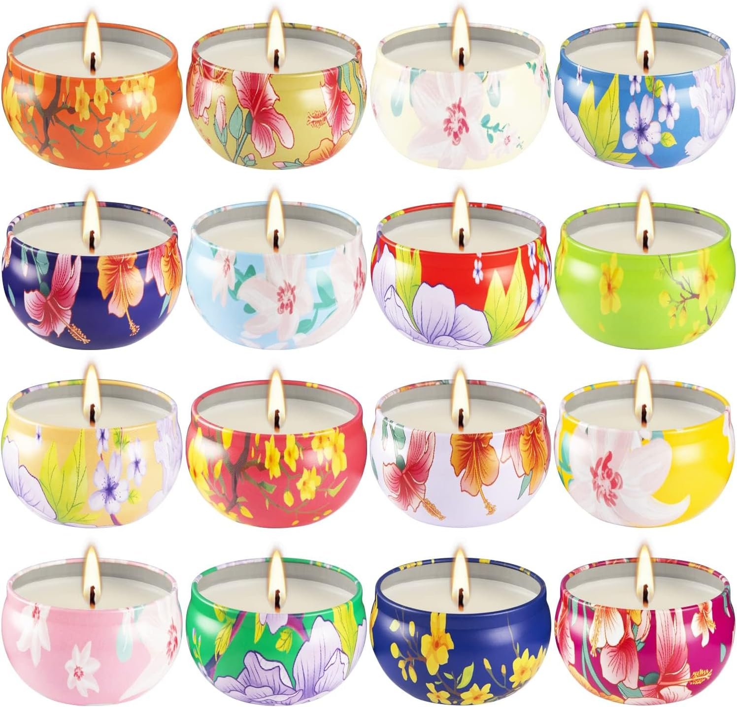 16 Pack 2.5oz Ladies Scented Candle Flower Set – Unique Decorative Gifts for Home, Women’s Day, Birthdays, Bridesmaids, Anniversaries with Scented Candle Pack Set – Pampering Gift Set, Women’s.