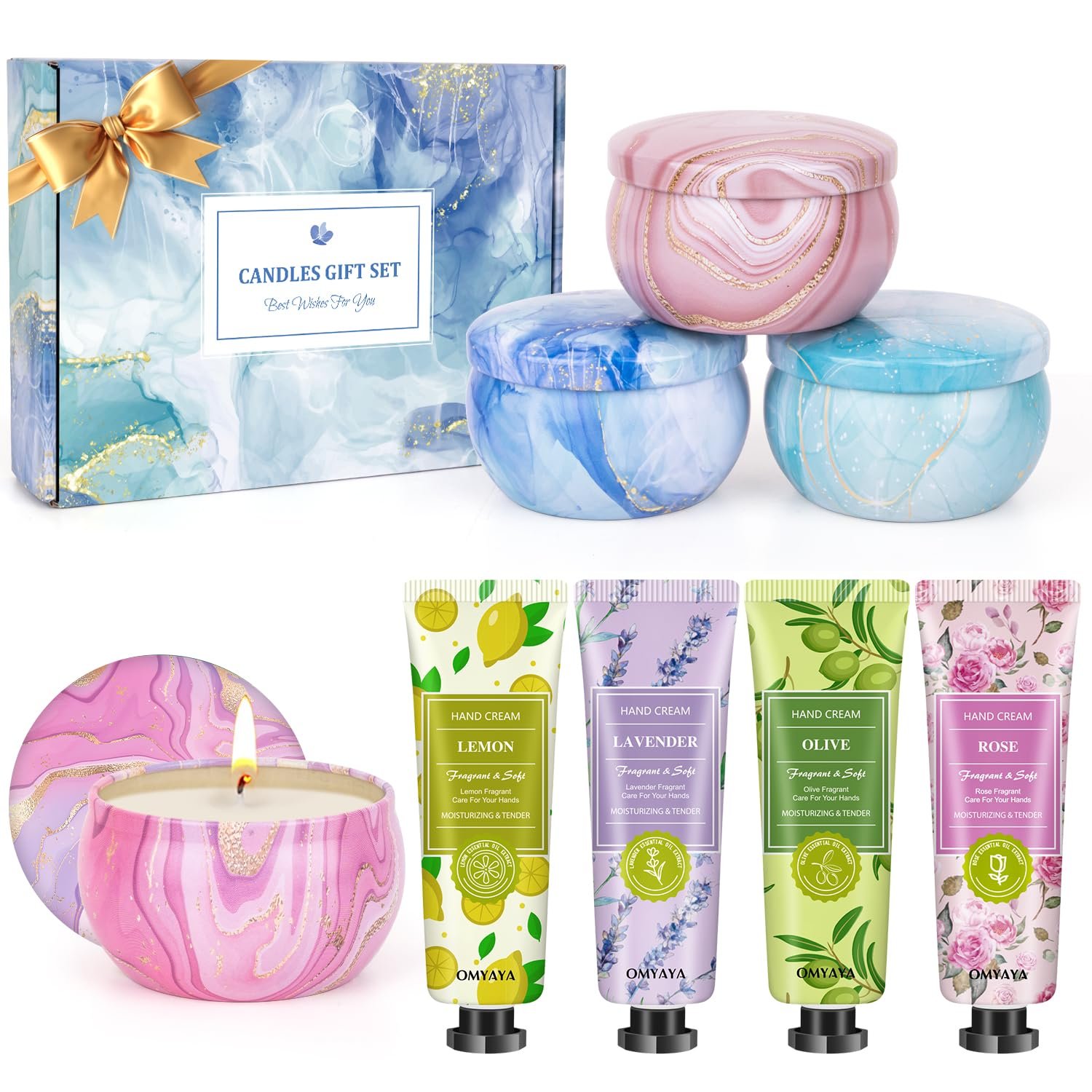 Gifts for Women – Candles Gift Set & Hand Cream Lotion Set (8 Pack), Ideal for Birthday Gift,Teacher Appreciation Gifts, Christmas Gift Set, Stocking Stuffers for Mom, Friend, Coworker