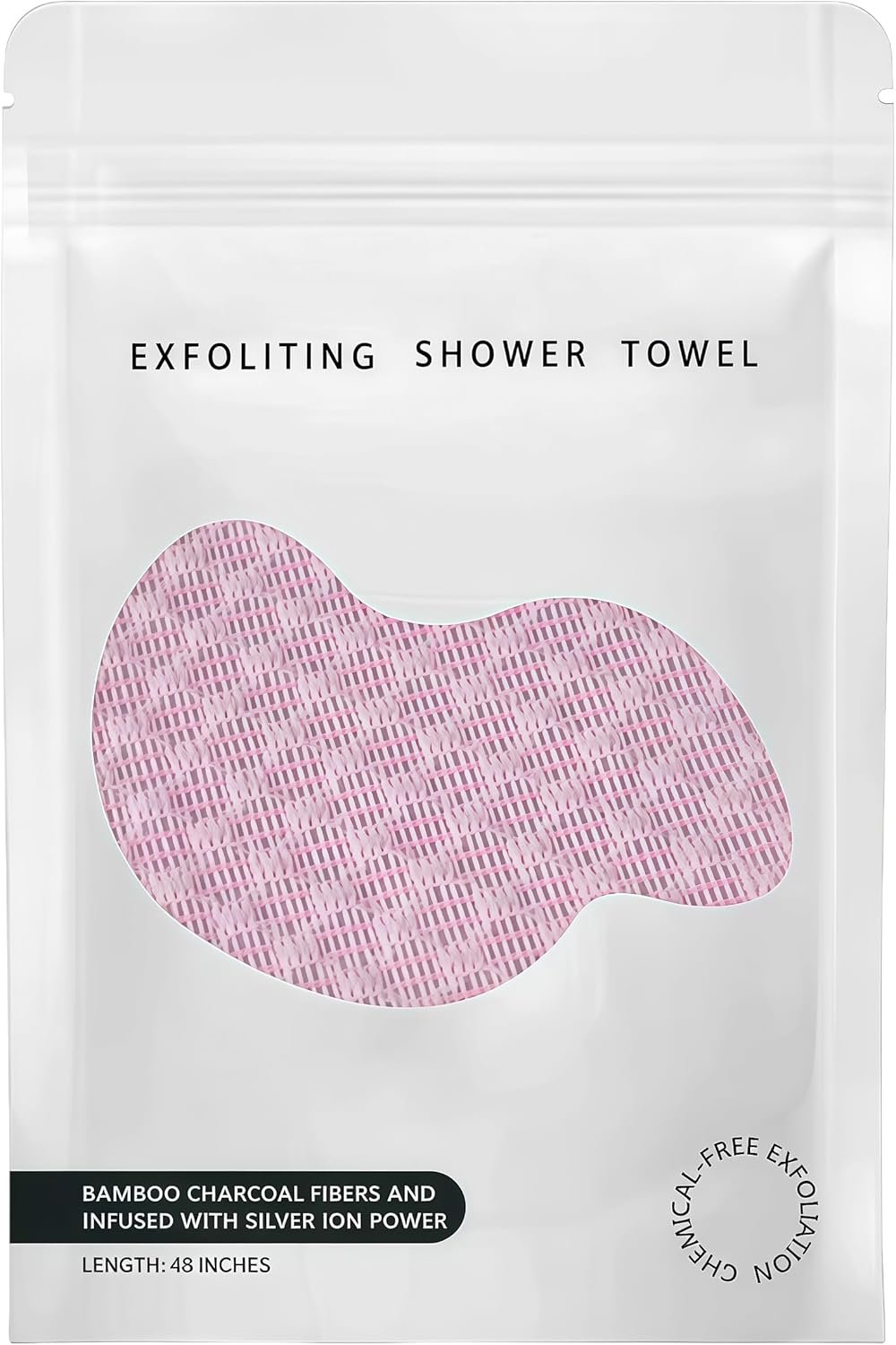 Exfoliating Shower Towel 48″,Premium Scrub Wash Cloth for Body Face, Exfoliating Washcloth for Men and Woman(Pink)