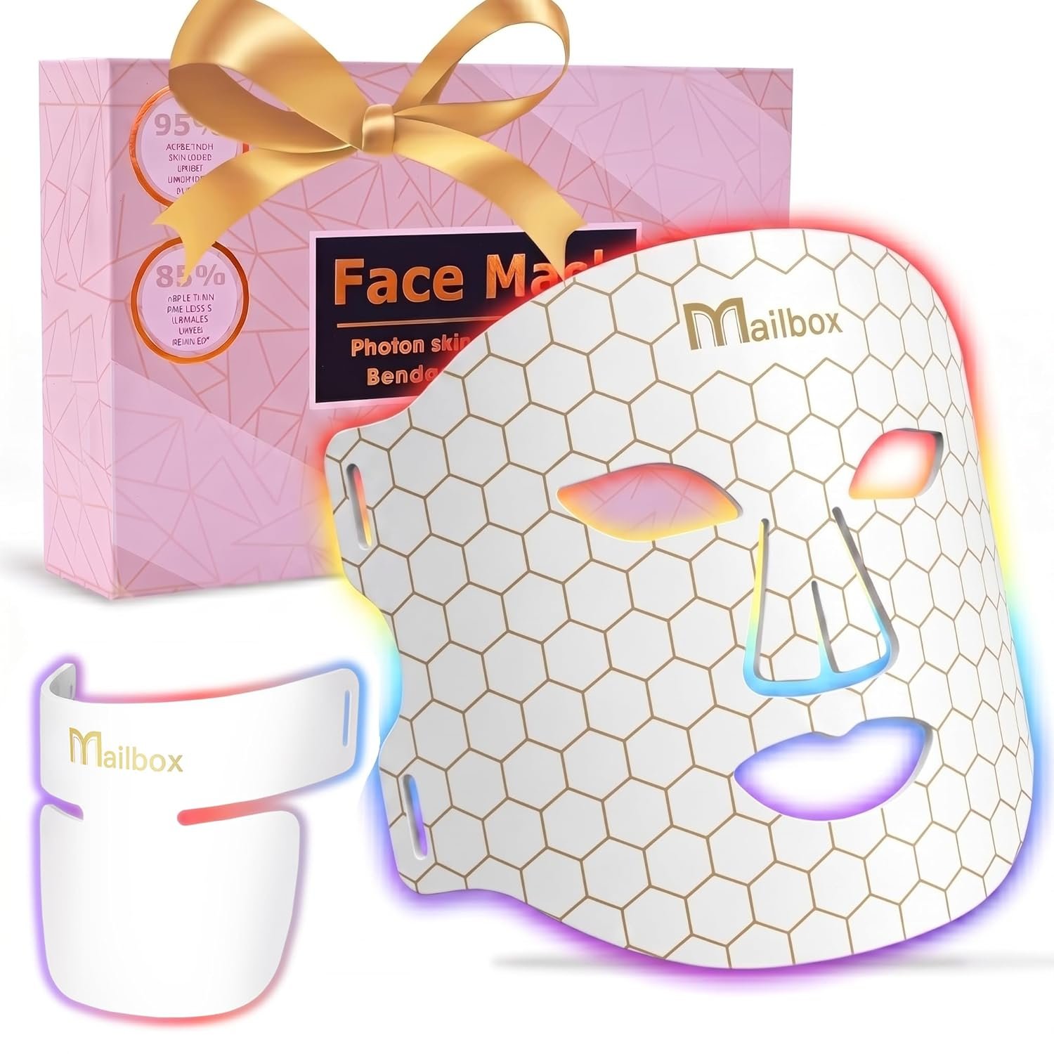 Red Light Therapy for Face Mask, 4-Color LED Spectrum Mask, 850nm Infrared & Red Light Masks 3 Gears Energy Adjustment LED Skincare Mask for Home and Travel
