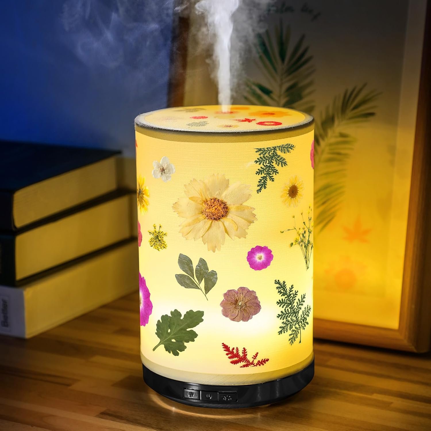 Rossesay Essential Oil Diffuser Flower Humidifiers Lamp, 250ml 7-Color LED Aromatherapy Diffuser with 3 Mist Modes Auto-Off Floral Night Light Gift for Women Mom Home Office Desk Decor
