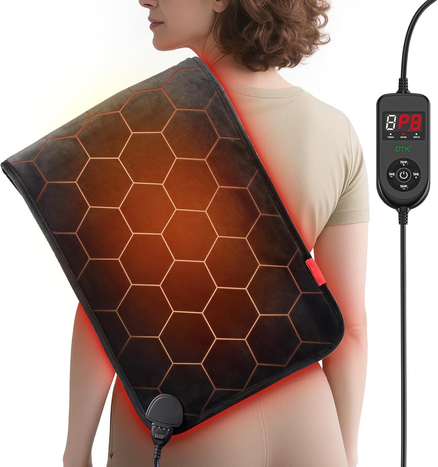 Far Infrared Heating Pad: 2X Carbon Fiber 3X Deeper Heat for Back Neck Shoulders Pain & Period Cramps – Graphene 3S Fast Heat – Soft Warm Plush Fabric for Women with 4H Auto Off– 12″ x 24″