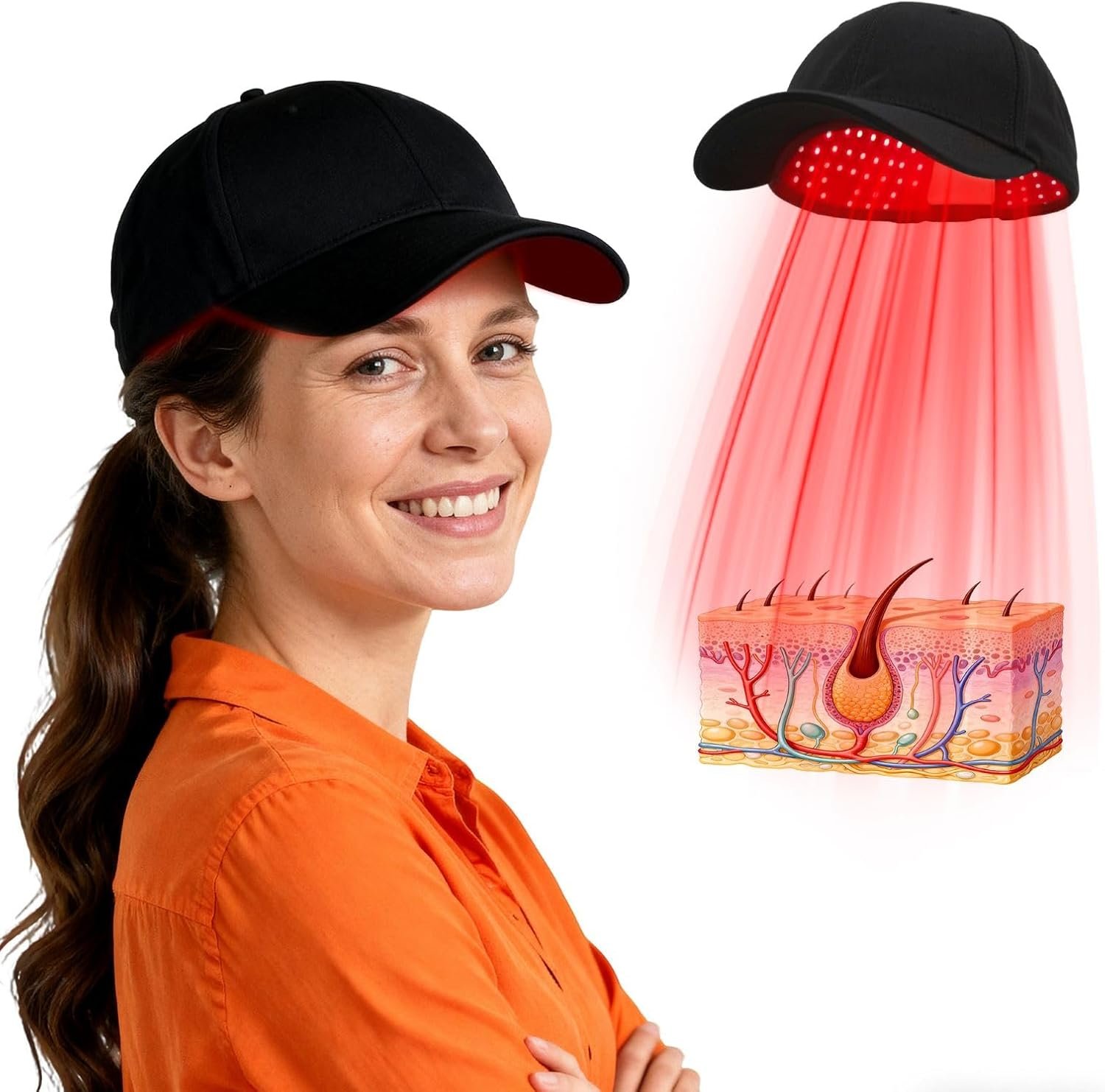 2026 Upgrade Wireless Laser Cap for Hair Regrowth,Rechargeable Red Light Therapy for Hair Growth