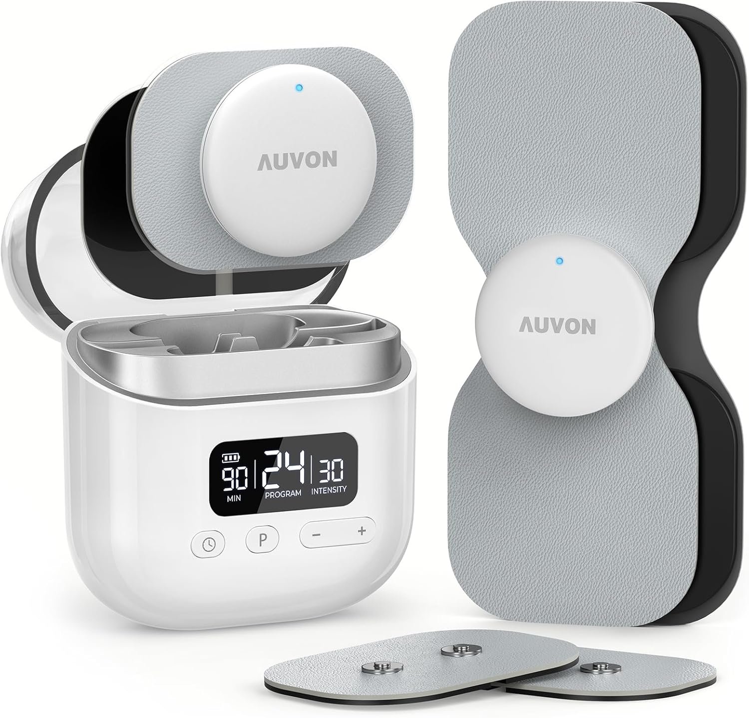 AUVON Wireless 24 Modes TENS Unit Muscle Stimulator for Pain Relief, Smart Rechargeable TENS Machine with Dual Size 6 TENS Pads for Physical Therapy, Pocket-Size TENS Device for Shoulder & Back Pain