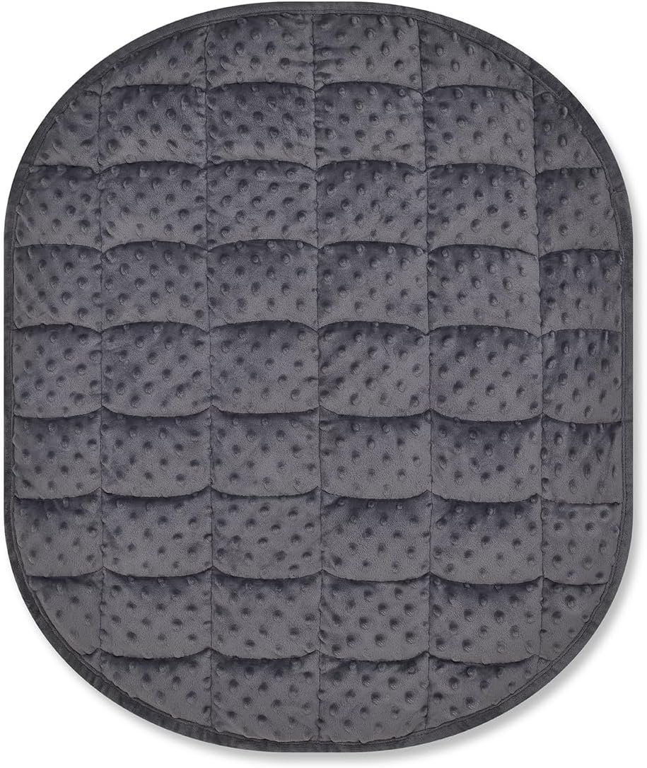 TONGDADA Weighted Lap Blanket 7lbs for Adult,Perfect for Relaxation, Lounging, Napping, Sleeping & Travel,Luxury Minky Weighted Body Blanket,Weighted Throw Blanket-Dark Grey Minky Dot, 29″ x 24″