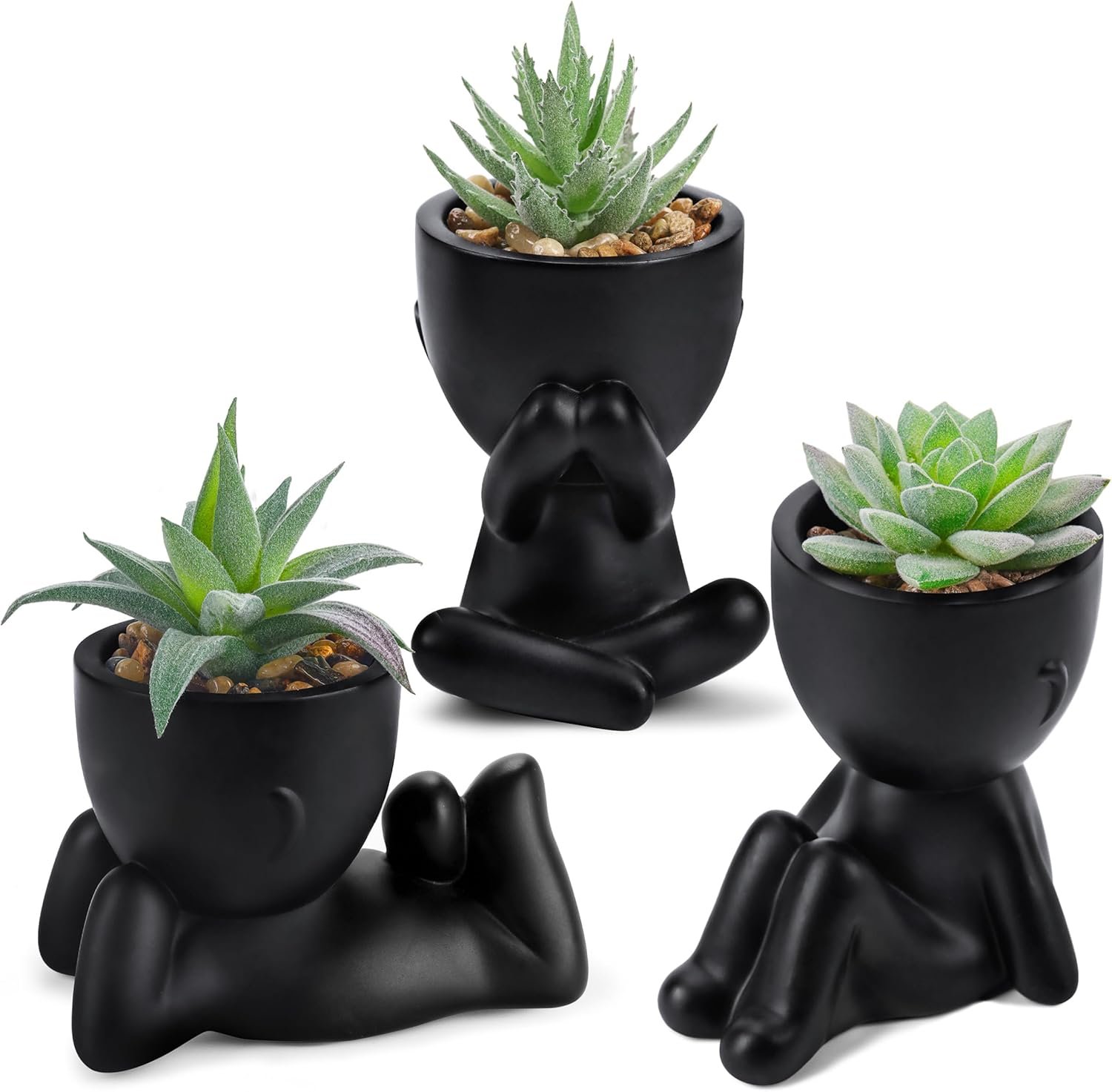 Der Rose 3pcs Fake Succulents Plants Artificial Graduation Gifts for Women Black Bathroom Bedroom Home Living Room Halloween Decor Aesthetic Indoor