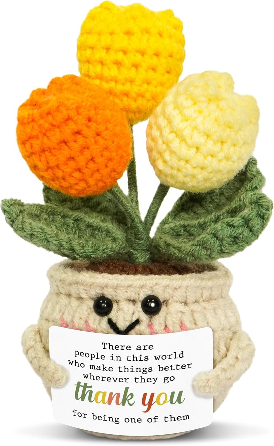 OASSIE Thank You Gifts for Women – Mini Tulip Positive Emotional Support Crochet – Graduation End of Year Teacher Appreciation Gifts for Teachers Nurse Coworker Friend, Retirement Gift for Woman