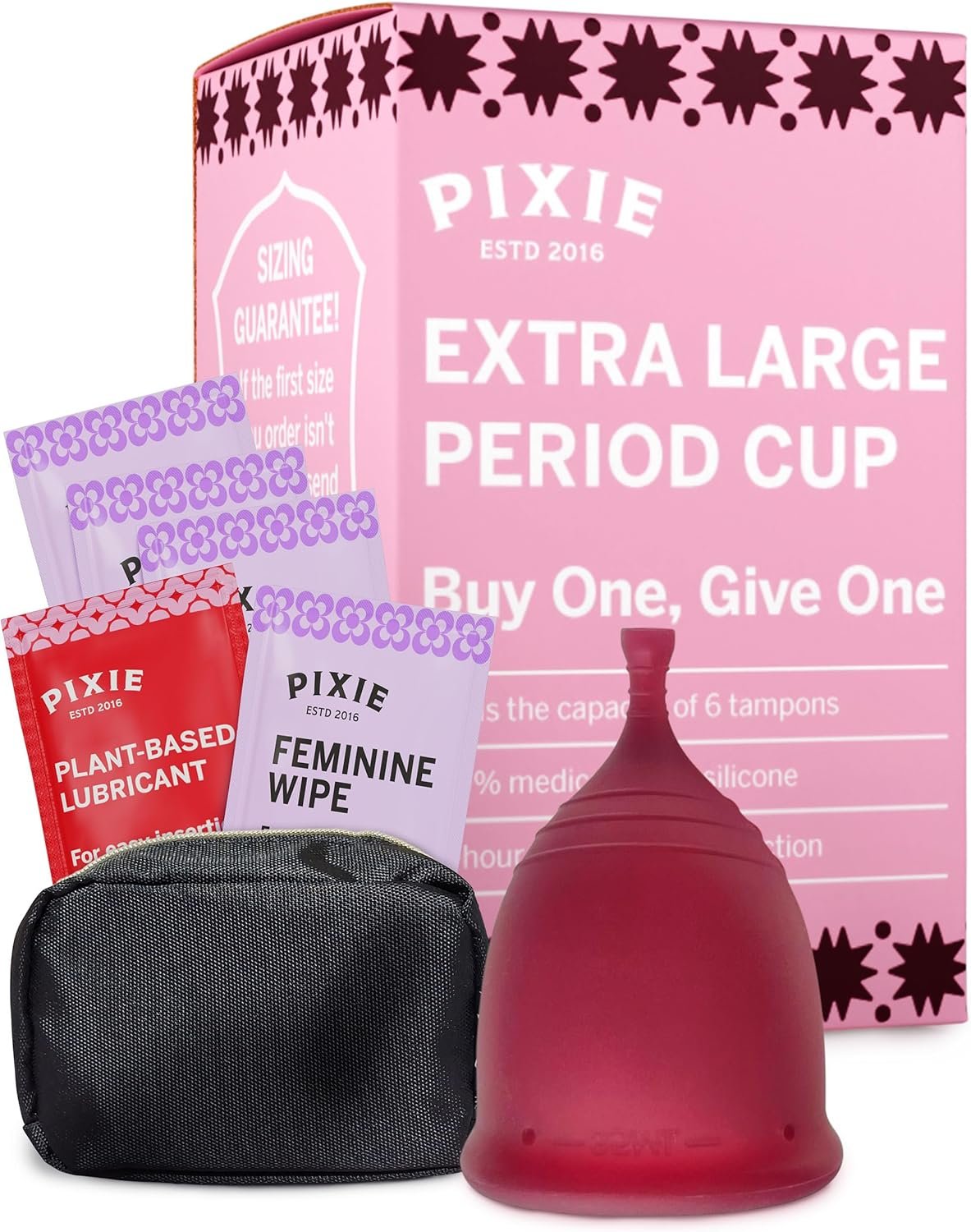 Pixie Cup – Soft, Safe, Reusable Menstrual Cup – Ranked 1 for The Best Tampon Alternative – 100% Medical-Grade Silicone Period Cup for Feminine Care – Buy One We Give One (XL)