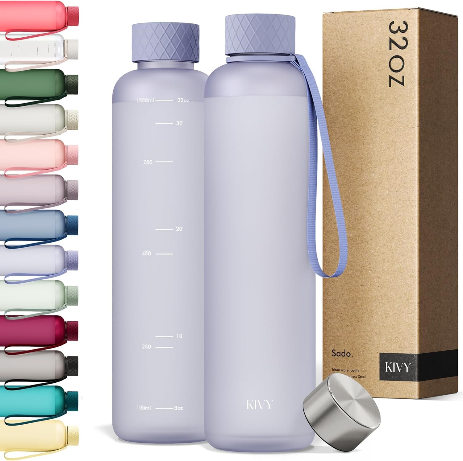 KIVY Slim Water Bottle 32oz [Lightweight & Shatterproof] – Reusable Tritan Water Bottle – Leak Proof Water Bottle for Women & Men – No Spill Drinking Bottle – Dishwasher Safe – BPA Free