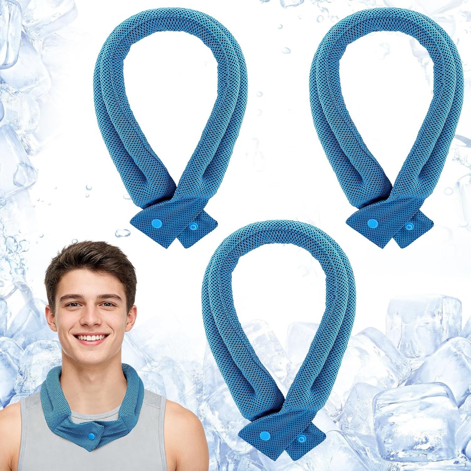 3 Pcs Cooling Neck Wraps – Cooling Towels with Ice Polymer, Breathable Soft Neck Coolers for Summer Heat Sports Gym Workout Men Women Gifts