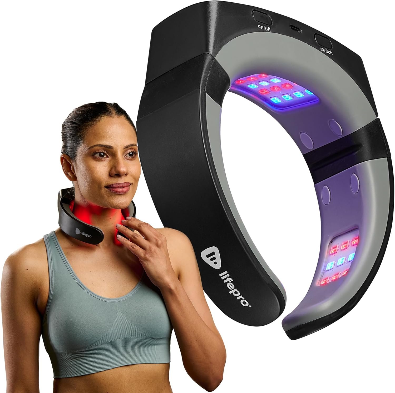 LifePro – Neck Red Light Therapy Device – Luminova Infrared Red Light Therapy for Neck and Shoulder with 660nm & 850nm LEDs – Rechargeable, Portable Support for Daily Wellness