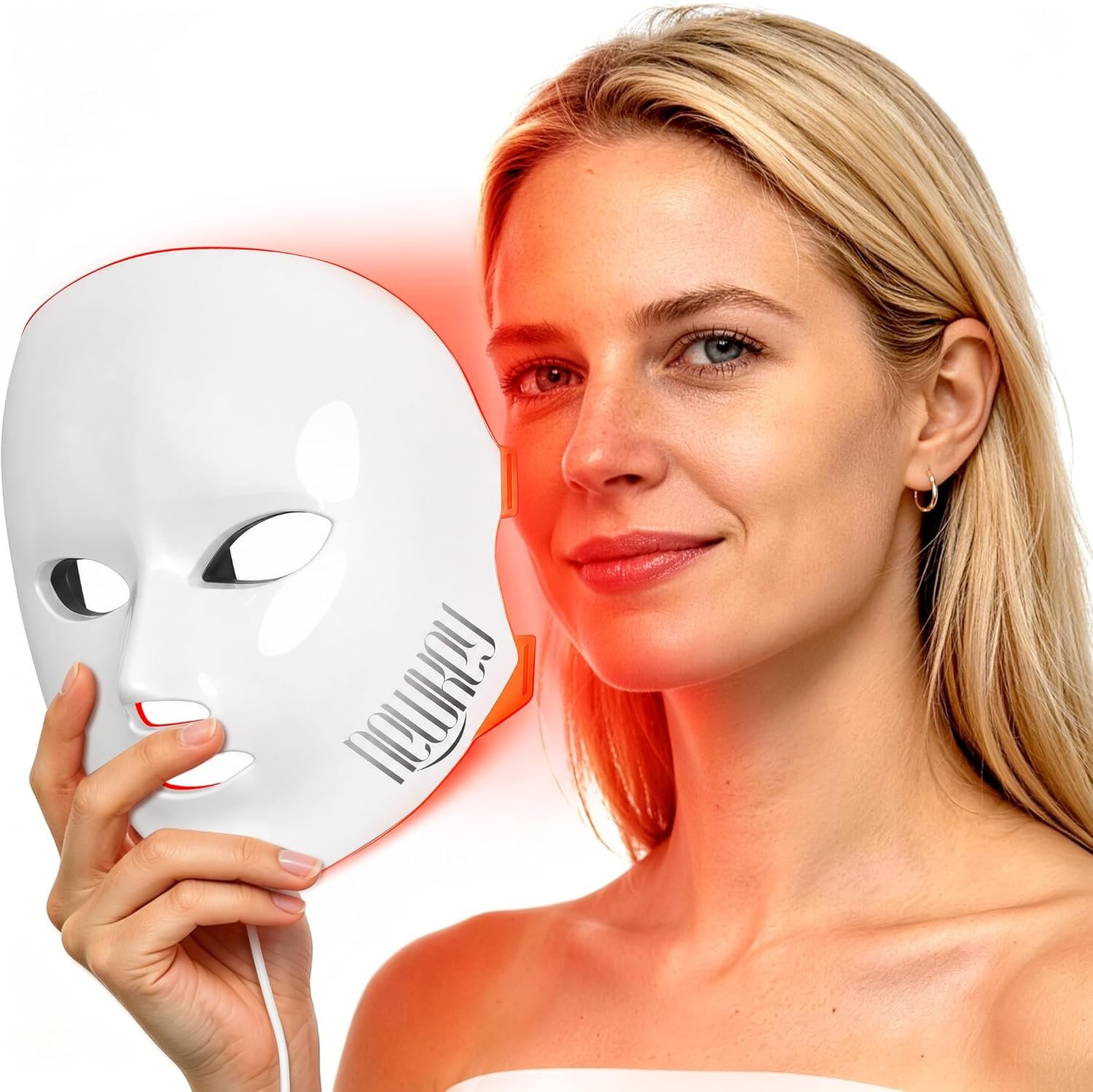 NEWKEY 4D LED Red Light Therapy Mask for Face Skin Glowing,630nm Led Light Therapy Face Mask Anti Wrinkle, Blue Light Therapy Face Mask for Acne,Home use,450 LED Chips,Birthday gift,Plug in