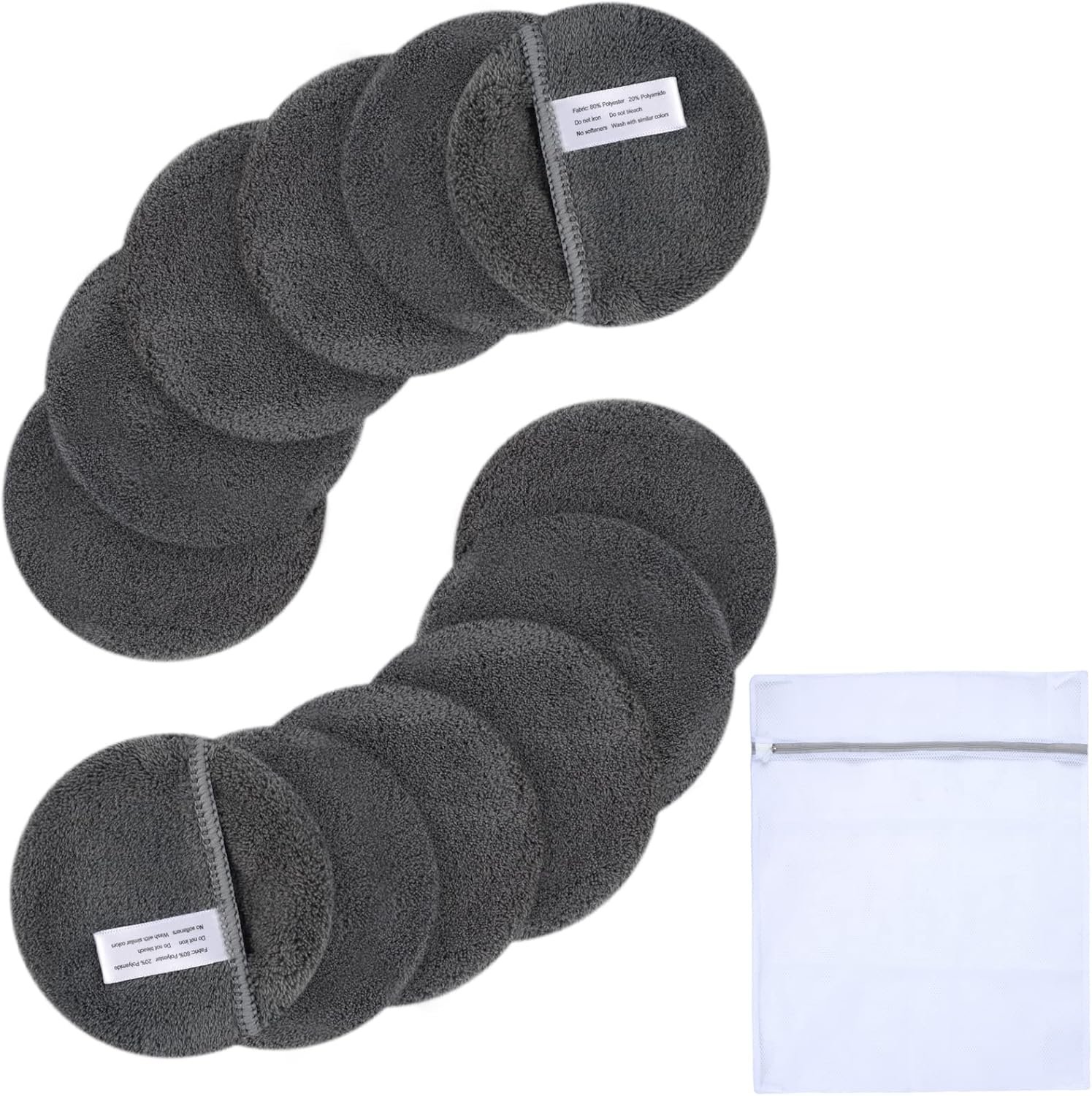 SUNLAND Reusable Makeup Remover Pads for Face,Eyes,Lips Microfiber Face Cleansing Gloves Washable Makeup Remover Cloth with Laundry Bag Rounds Pads