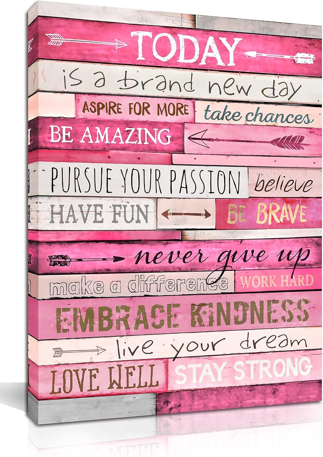 Pink Wall Decor – Inspirational Quotes Wall-Art – Motivational Bedroom Decor For Teen Girls – Office Gifts For Women With Framed Canvas Artwork Ready to Hang 15″ W x 11.5″ H