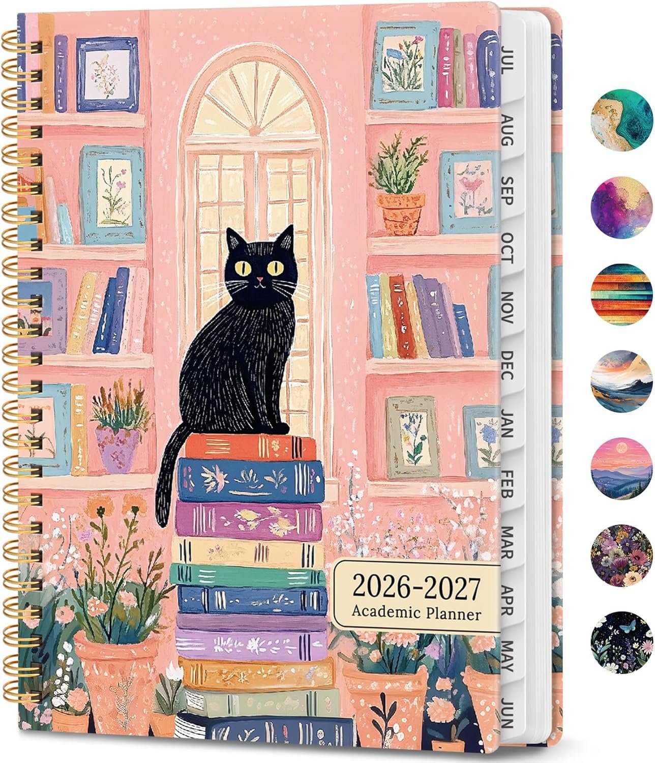 Academic Planner 2026-2027, Weekly and Monthly Calendar Book, July 2026 – June 2027, Hardcover Planner with Tabs, Perfect for Teachers, Students, Women & Men, A5 (6.4″ x 8.5″) – Cat