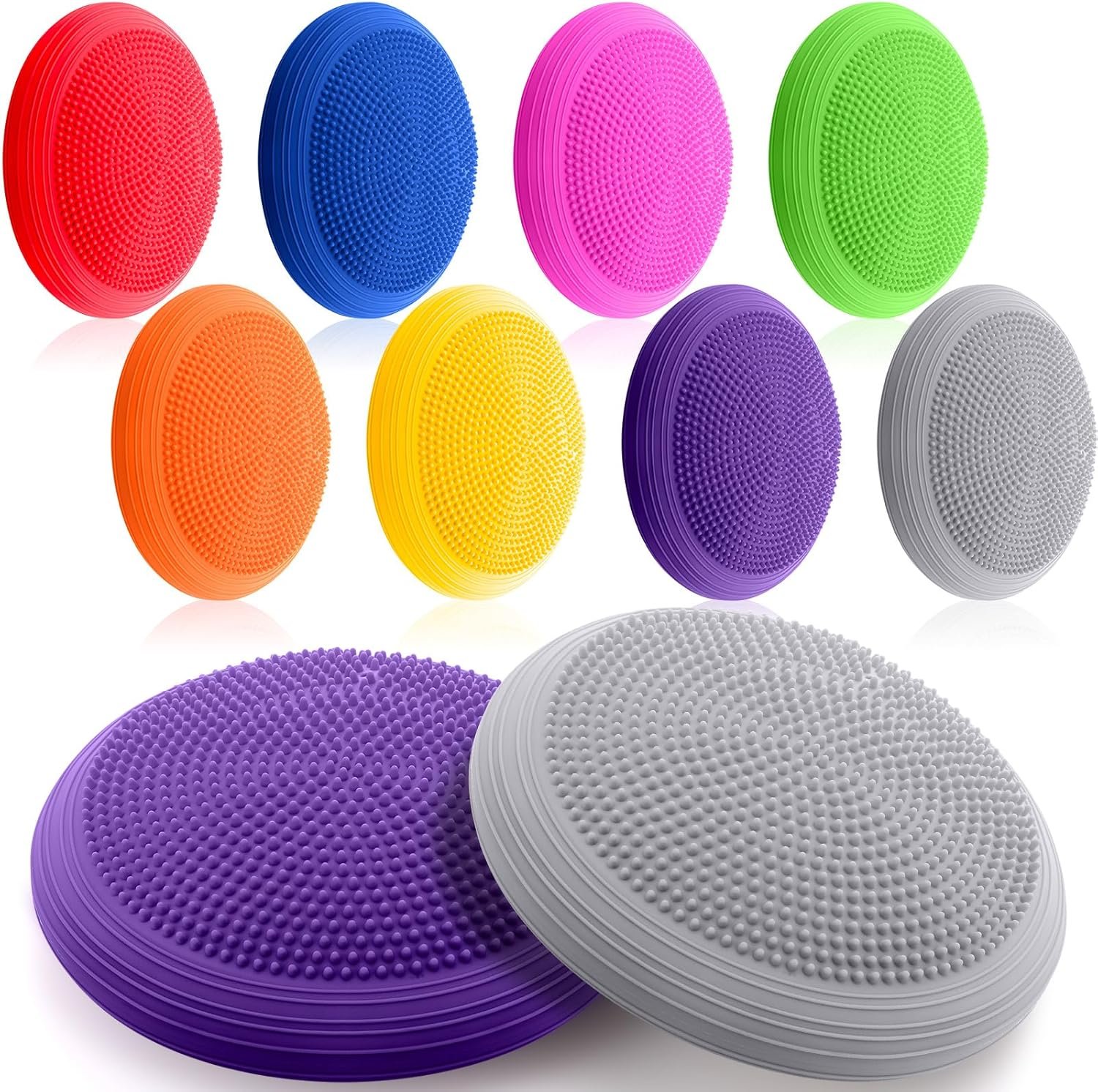 Libima 8 Pcs Wiggle Seat Inflated Wobble Cushion Sensory Seat Flexible Balance Board Balance Disc for Kids Men Women Physical Exercise Improving Posture Home Office Classroom