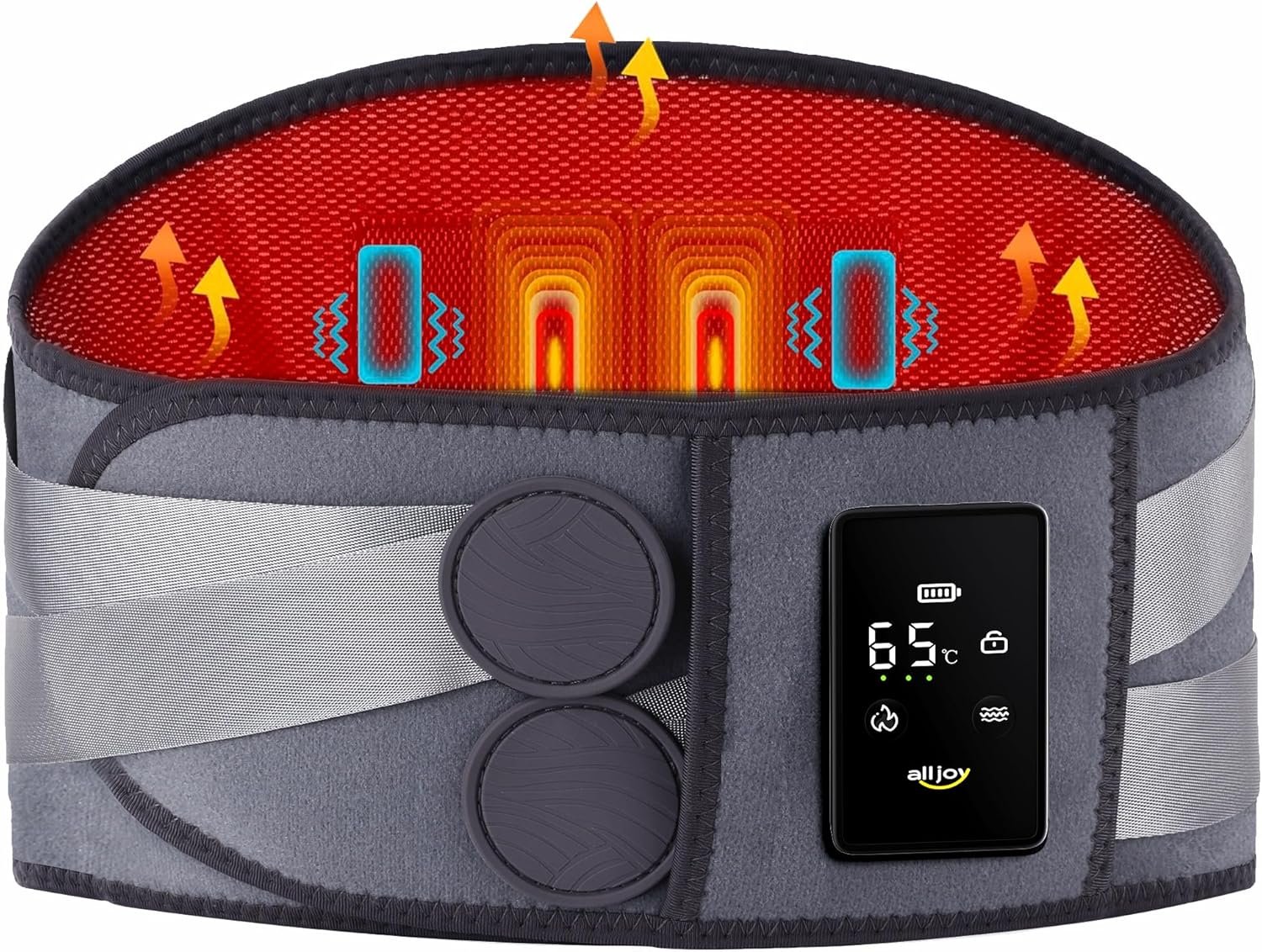 ALLJOY 67″ Cordless Heating Pad for Back, FSA Eligible Items Only List, Father-s Day Gift-s for Dad Women Men, Portable Lower Back Massager with 3 Heat 5 Vibration, Wireless Heating Pad for Cramps